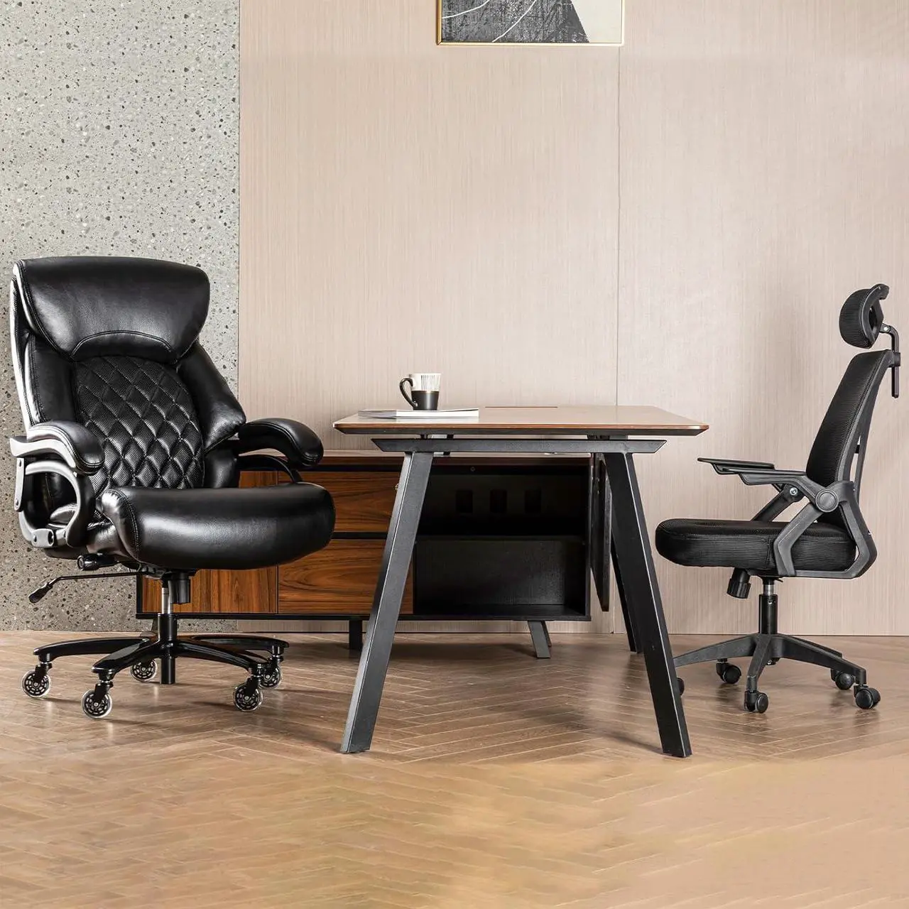 Alt view image 7 of 7 - Big and Tall Office Chair for Heavy People, 500LBS High Back Extra Wide Heavy Duty Executive Office Chair Comfortable for Home Office, Large Computer Desk Chair with Adjustable Lumbar Support Black