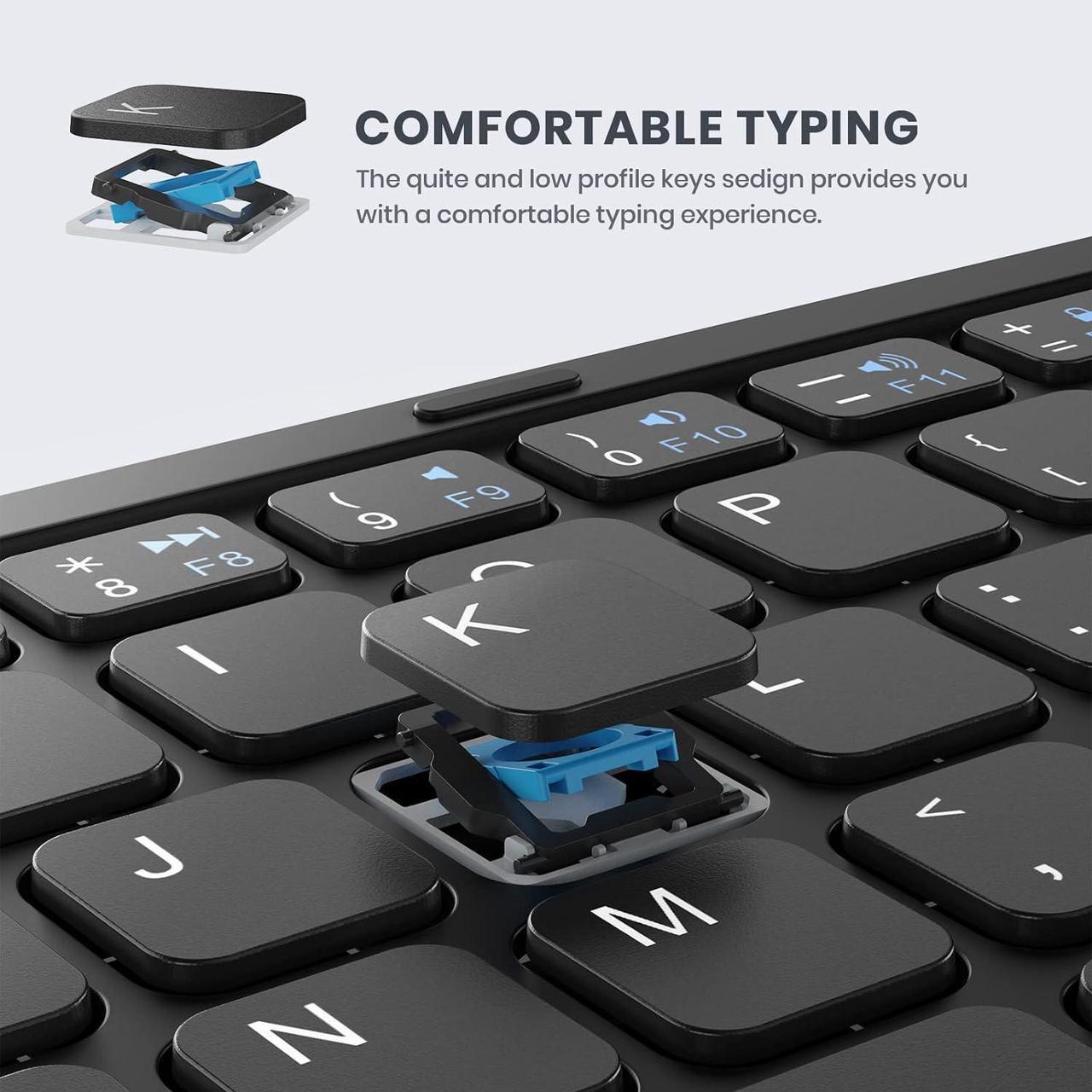 Alt view image 6 of 7 - Foldable Bluetooth Keyboard with Touchpad, Portable PU Leather Wireless Travel Keyboard for Windows, iOS, Android, Mac,BLACK