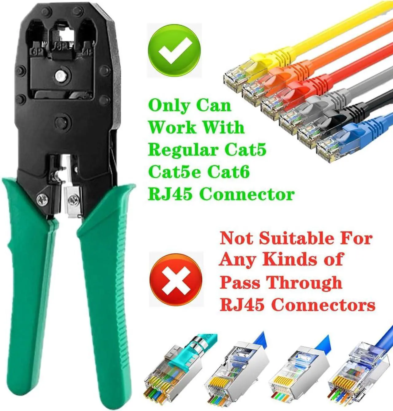 Alt view image 3 of 7 - Network Tool Kit for Cat5 Cat5e Cat6, 11 in 1 Portable Ethernet Cable Crimper Kit with a Ethernet Crimping Tool, 8p8c 6p6c Connectors rj45 rj11 Cat5 Cat6 Cable Tester, 110 Punch Down Tool