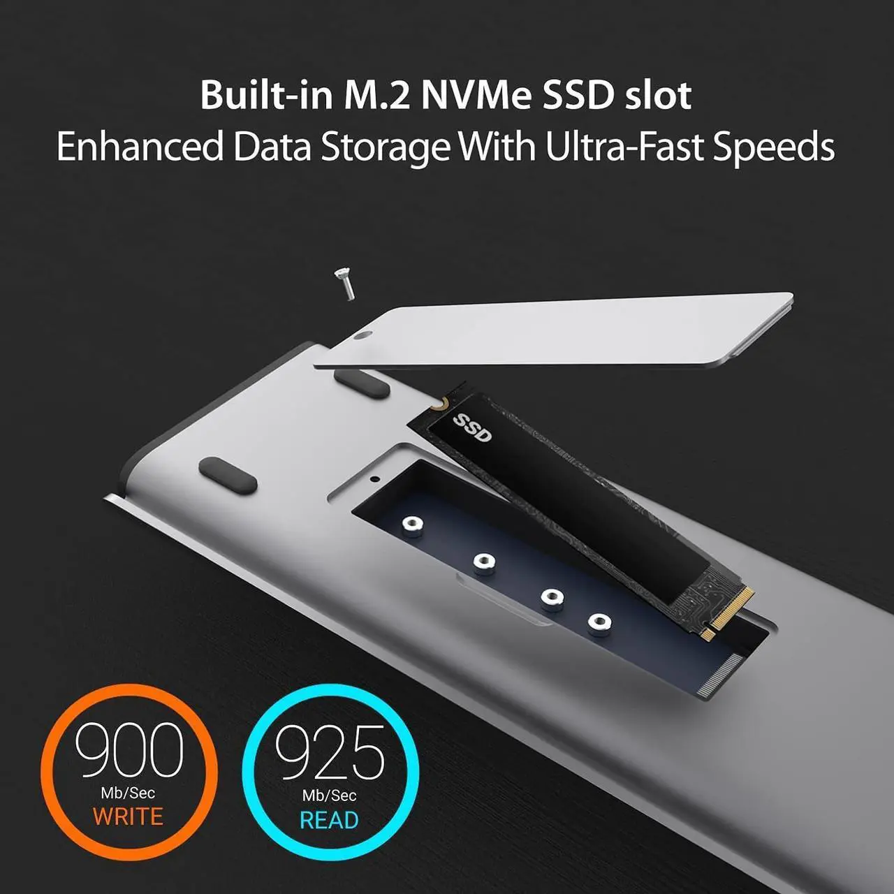 Alt view image 5 of 7 - j5create USB C Dual 4K 60Hz Display Docking Station (12-in-1), Built-in M.2 SSD Slot, HDMI, DisplayPort, 10Gbps USB-A, Card Reader, PD 100W, Ethernet, for 2021 MacBook Pro