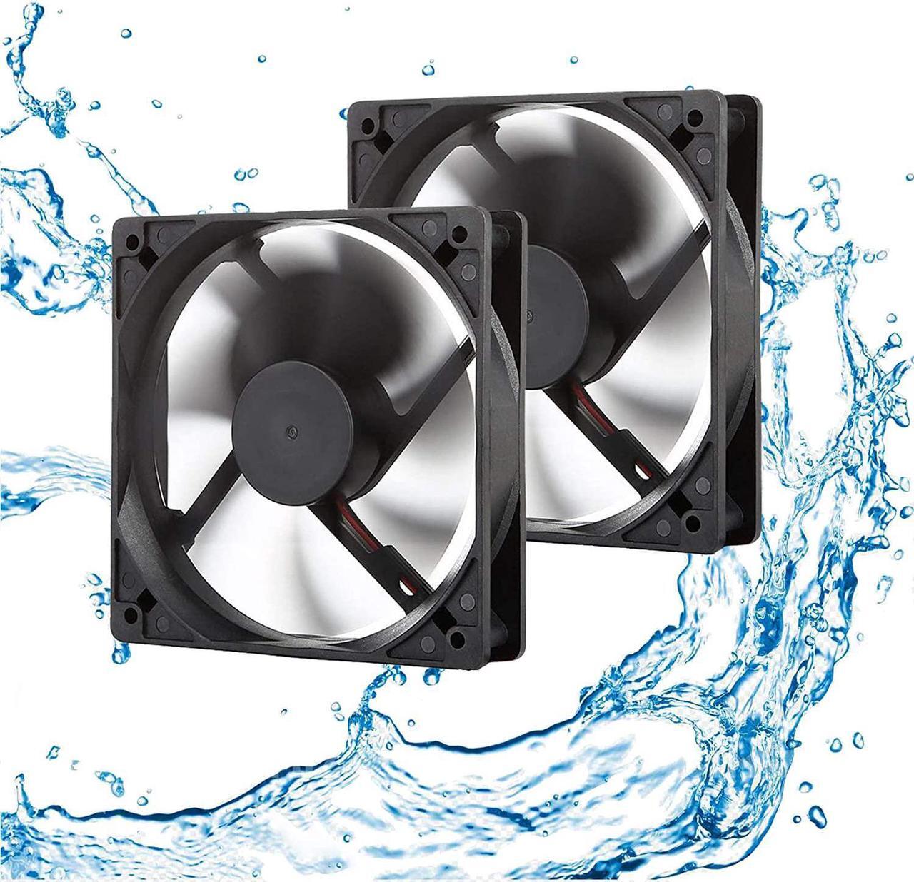 Main image of 12V Moisture-Proof Fan 120mm 2-Pack High Speed 12 Volt 2 Wire 3 Pin Exhaust Cooling Fan 3000RPM