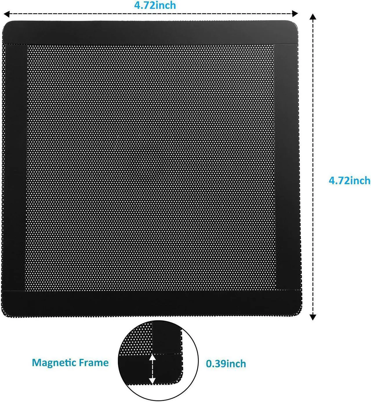 Alt view image 6 of 7 - 120mm Fan Dust Filter Mesh 4.72inch Magnetic Frame PVC PC Computer Case Fan Dust Mesh Cover Grills Black 5-Pack