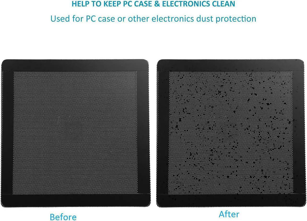 Alt view image 7 of 7 - 120mm Fan Dust Filter Mesh 4.72inch Magnetic Frame PVC PC Computer Case Fan Dust Mesh Cover Grills Black 5-Pack