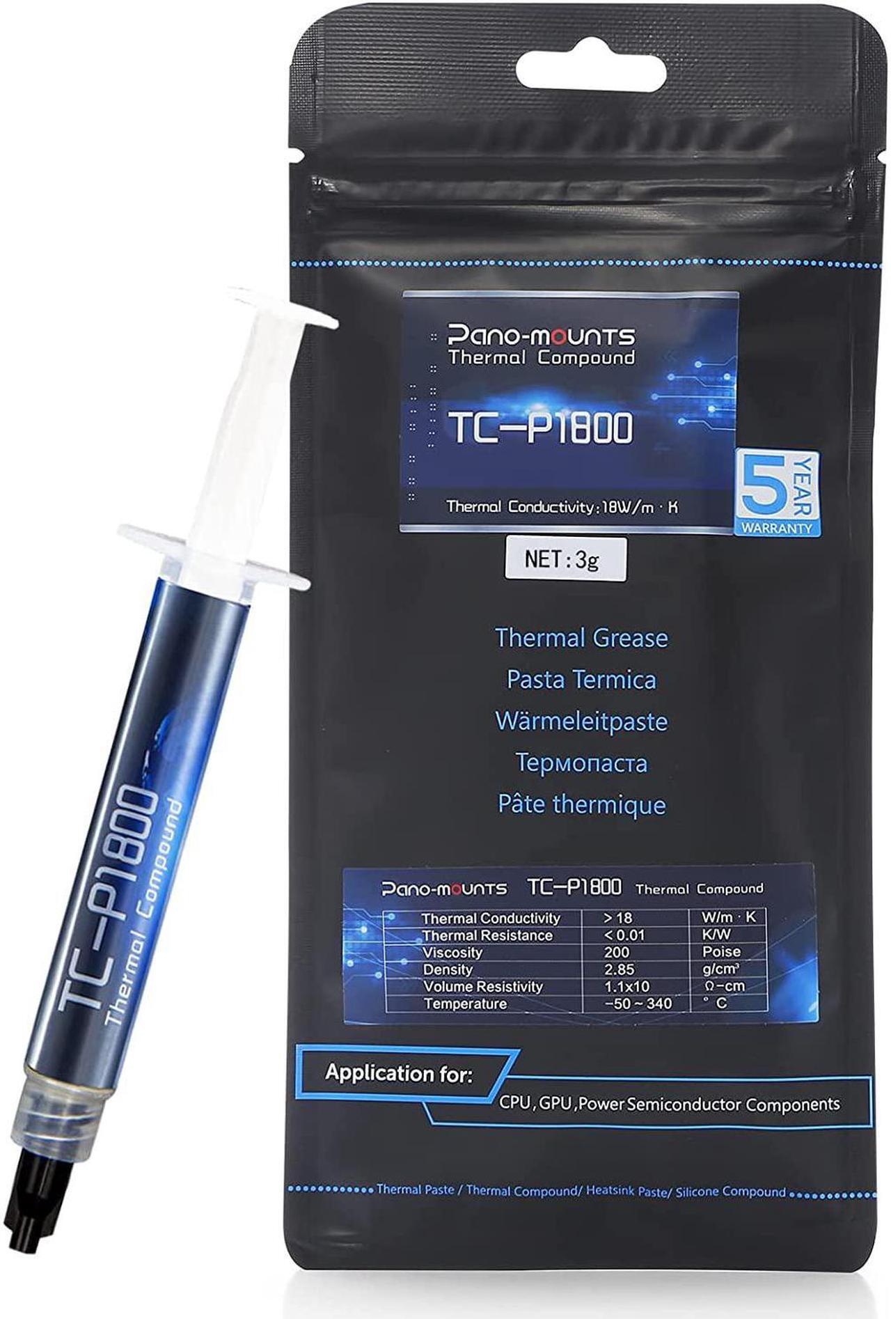 Main image of PANO-MOUNTS 3g Thermal Paste (18W/m·K) - High-Performance CPU/GPU Thermal Grease Compound for PC, Laptop, PS5, Graphics Cards - Heat Sink Compound & Thermal Paste for Processors