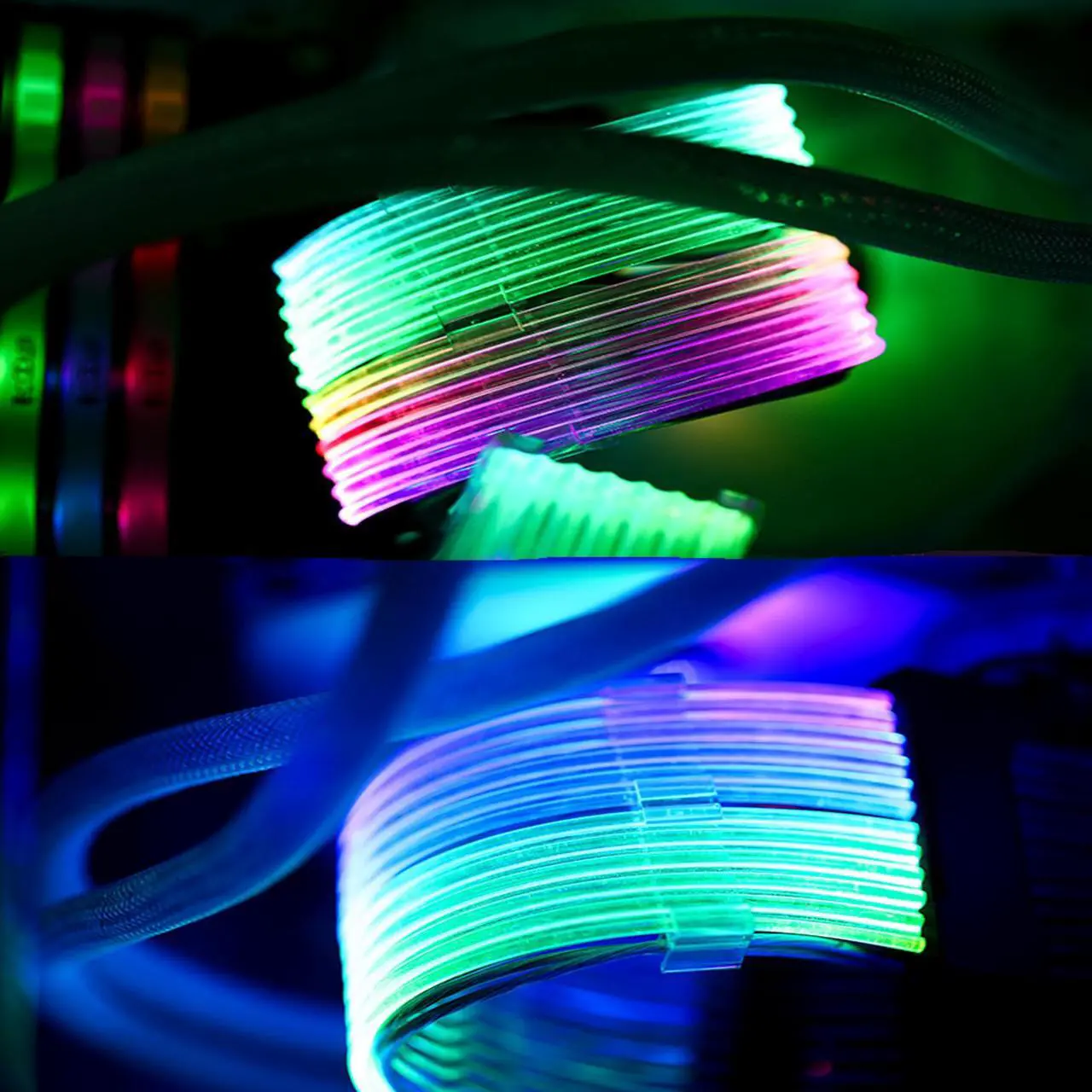Sirlyr 8 Pin RGB GPU Cable,2 X 8Pin (6+2) PCIE RGB PSU Cables 5V 3Pin ARGB Graphics Card Power Supply Extension - For PC Build,Four Sides