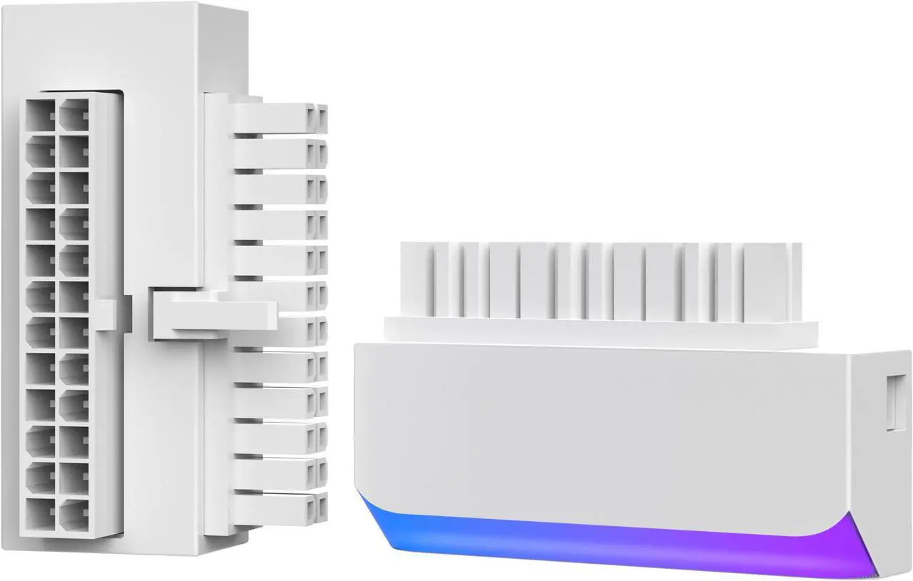 Main image of PANO-MOUNTS 24Pin ATX ARGB Adapter Light Effect Synchronization 90° Adapter Cap With 5V ARGB Cable White