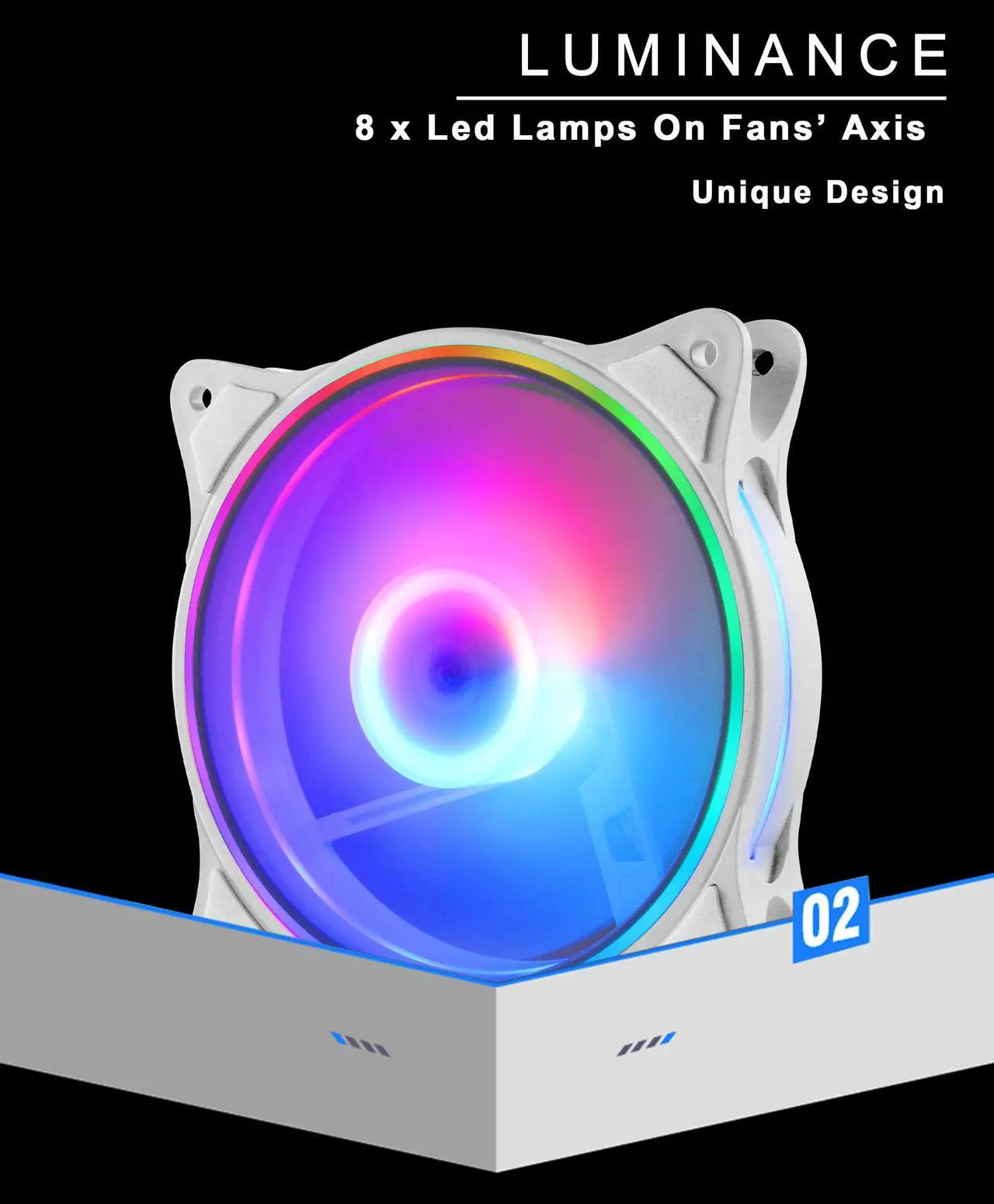 Alt view image 5 of 7 - PANO-MOUNTS 120mm 5V ARGB 4Pin PWM PC Computer CPU Case Cooler Fan Triple Light Loop with SATA Fan Hub 2 Ports 800-1600RPM 3-Pack White