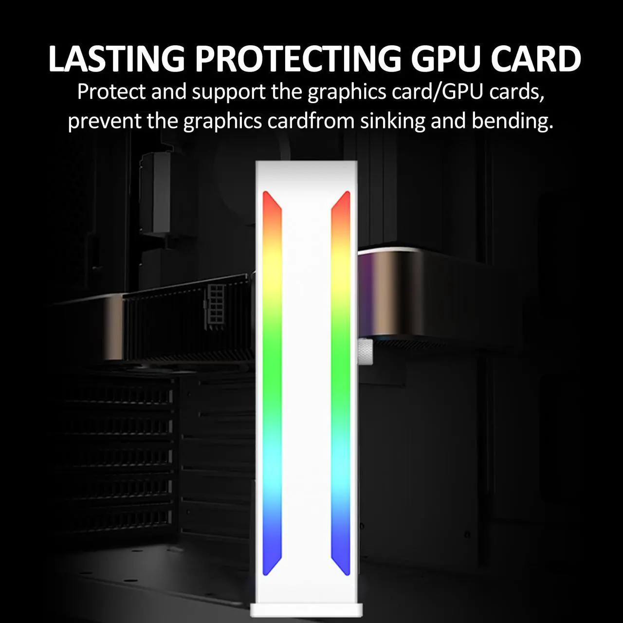 Alt view image 6 of 6 - 5V 3-Pin ARGB GPU Support Bracket Magnetic Sliding Height Adjustment Aluminum Build  Ideal for Graphics and Video Cards White