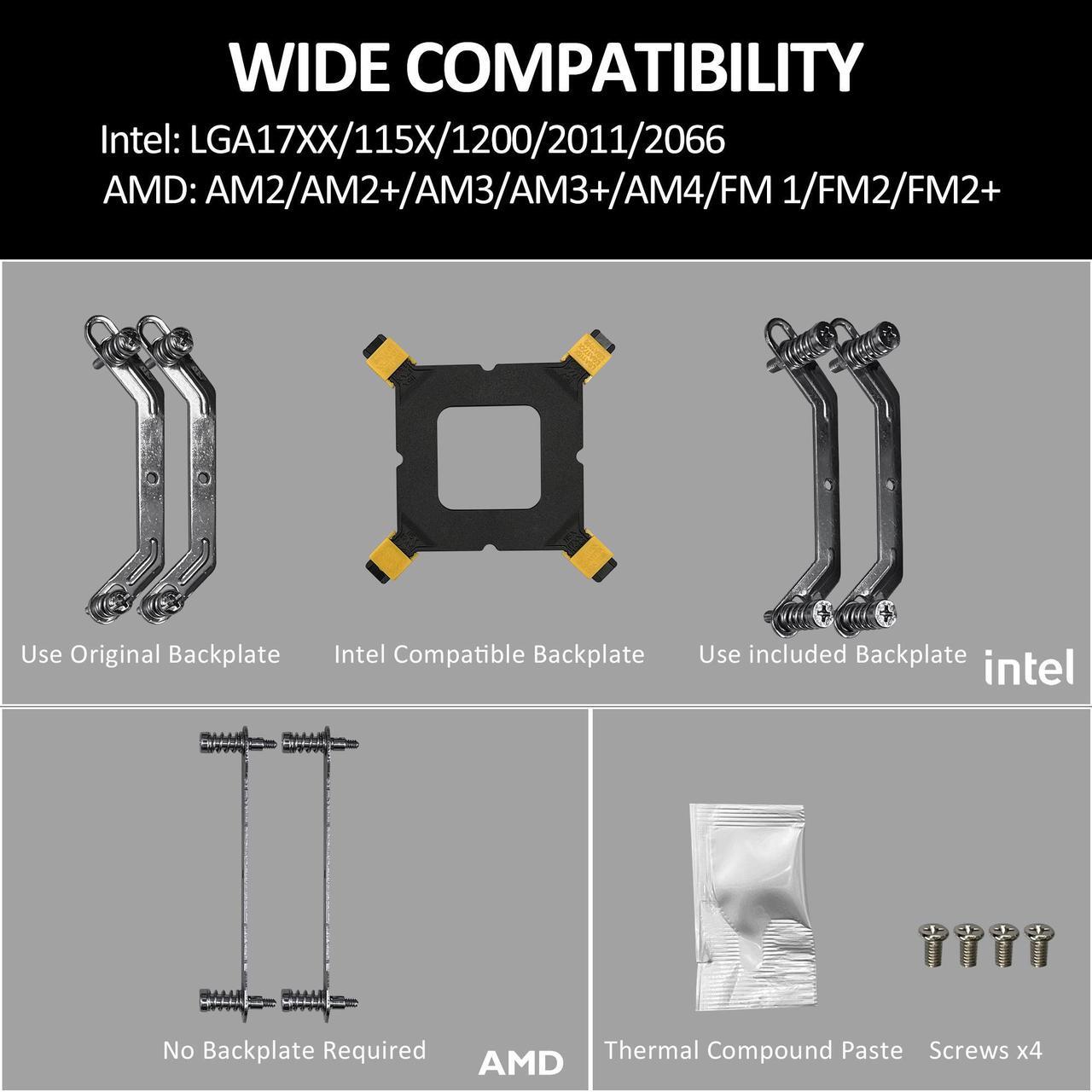 Alt view image 6 of 7 - PANO-MOUNTS CPU Cooler Stock Air Cooling Fan with 120mm ARGB 4Pin PC PWM Fans 6 Heat Pipes TDP 210W for Intel LGA 1700 LGA 1200 LGA 1155 LGA 1151 AMD AM5/AM4