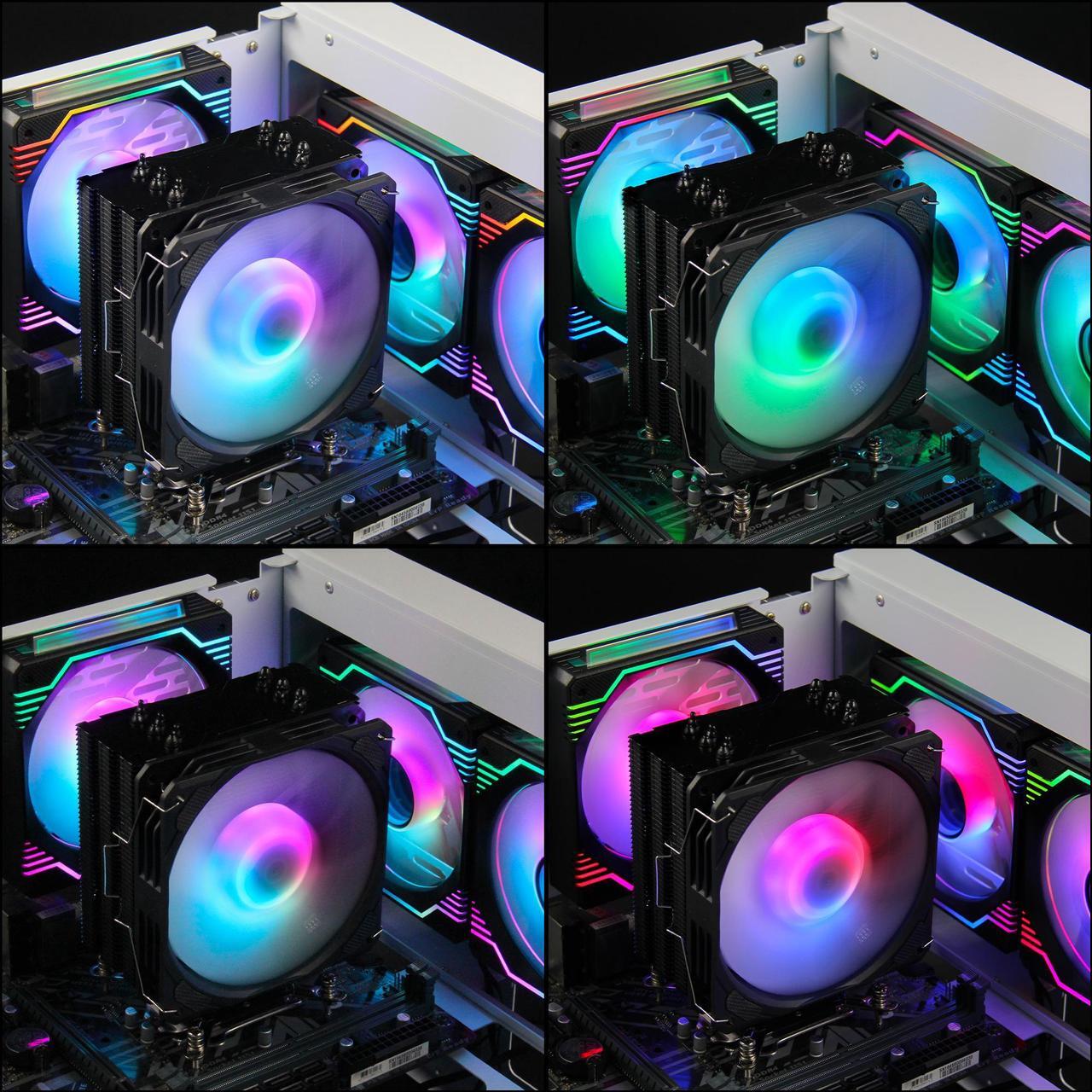 Alt view image 8 of 7 - PANO-MOUNTS CPU Cooler Stock Air Cooling Fan with 120mm ARGB 4Pin PC PWM Fans 6 Heat Pipes TDP 210W for Intel LGA 1700 LGA 1200 LGA 1155 LGA 1151 AMD AM5/AM4