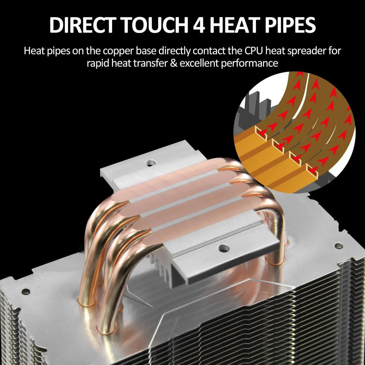 Alt view image 3 of 7 - PANO-MOUNTS ARGB CPU Cooler Stock Air Cooling Fan with 120mm ARGB 4Pin PC PWM Fans 4 Heat Pipes TDP 210W for Intel LGA 1700 LGA 1200 LGA 1155 LGA AMD 1151 AM5/AM4
