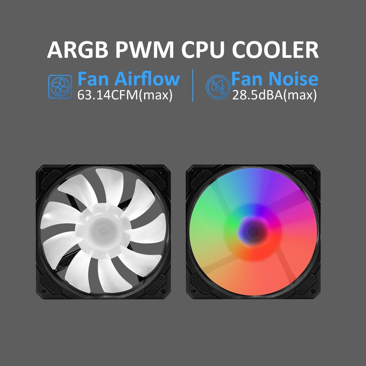 Alt view image 4 of 7 - PANO-MOUNTS 120mm AIO CPU Liquid Cooler Water Cooling ARGB PWM Sync Infinite Mirror Pump Easy Installation High Compatibility Water Cooler PC Solution Compatible with LGA1700/1200/115X AM5/AM4