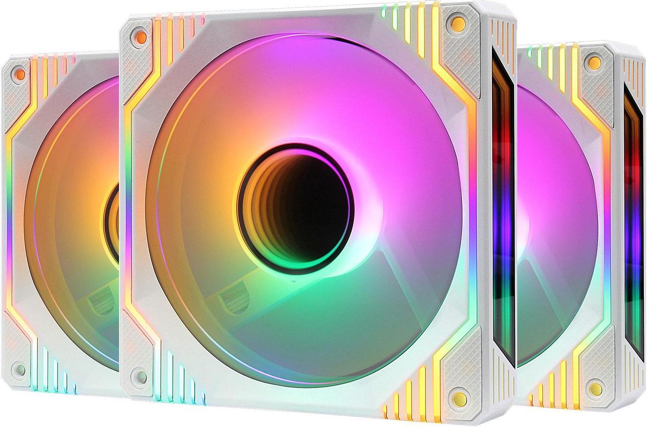 Main image of PANO-MOUNTS 120mm Single RGB LED Fan Infinity Mirror PC Computer Case Cooling Fan 1200RPM White 3-Pack