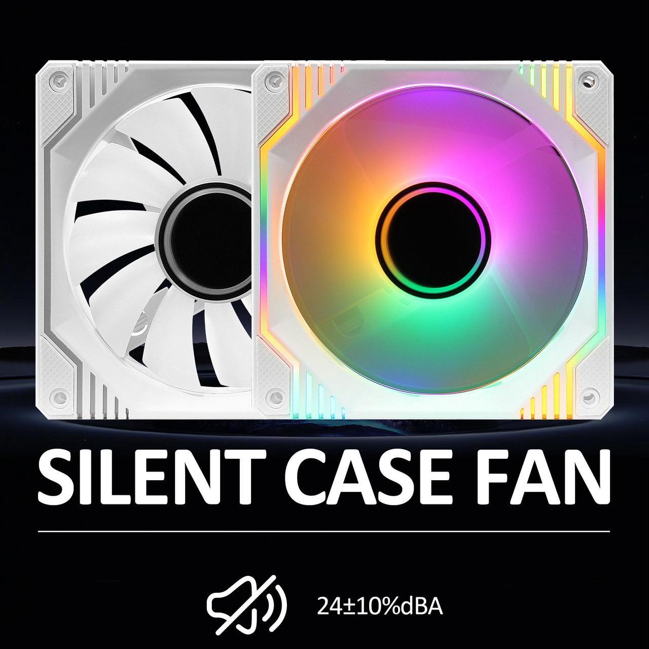 Alt view image 3 of 7 - PANO-MOUNTS 120mm Single RGB LED Fan Infinity Mirror PC Computer Case Cooling Fan 1200RPM White 3-Pack