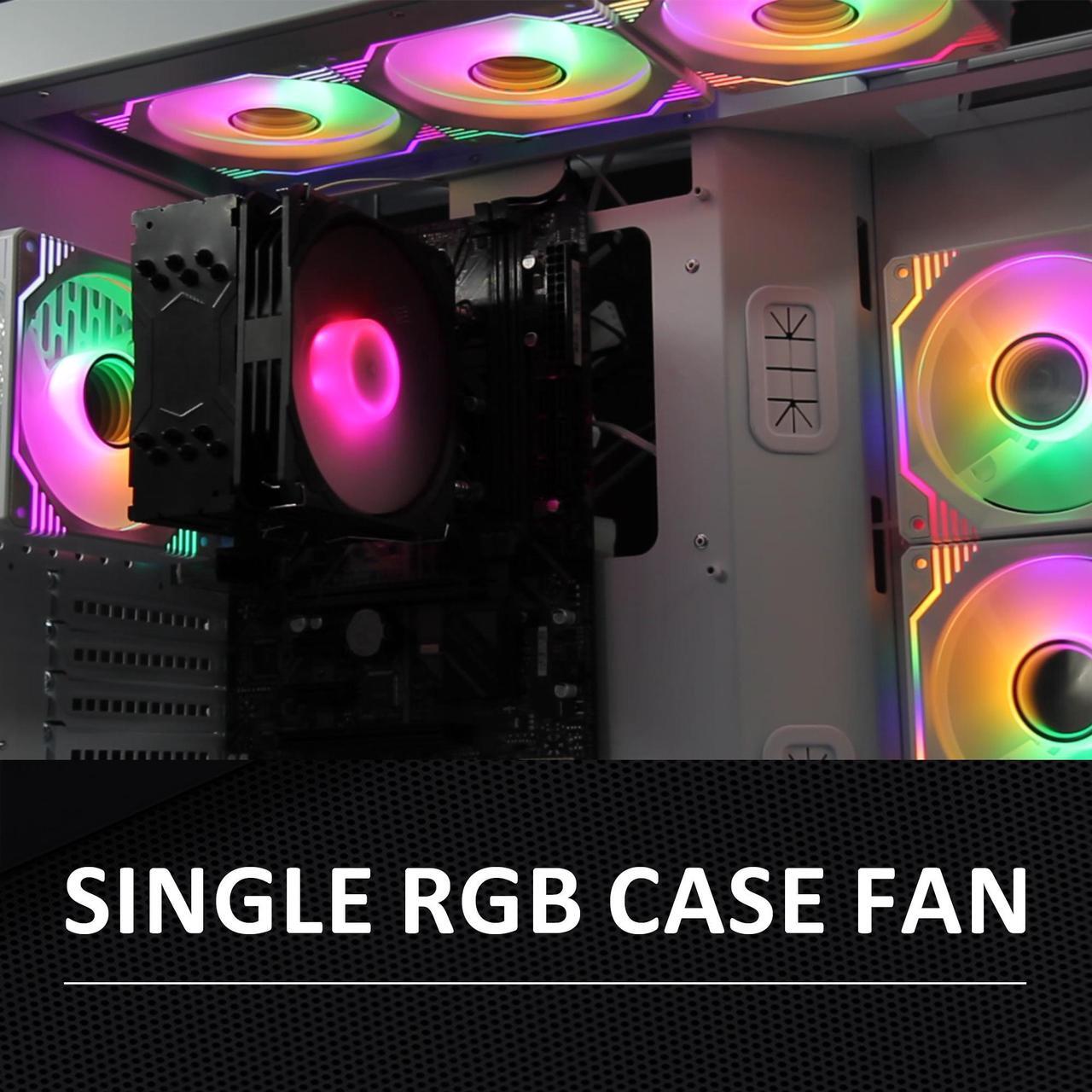 Alt view image 8 of 7 - PANO-MOUNTS 120mm Single RGB LED Fan Infinity Mirror PC Computer Case Cooling Fan 1200RPM White 3-Pack