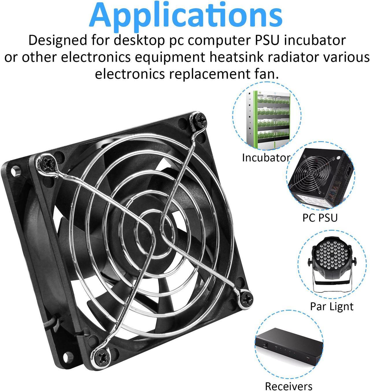 Alt view image 5 of 7 - 80mm 12V DC  Computer Fan 3.15 inch 2 Pin XH 2.54 8025 High Performance Power Supply Cooling Fan 3000RPM 2-Pack