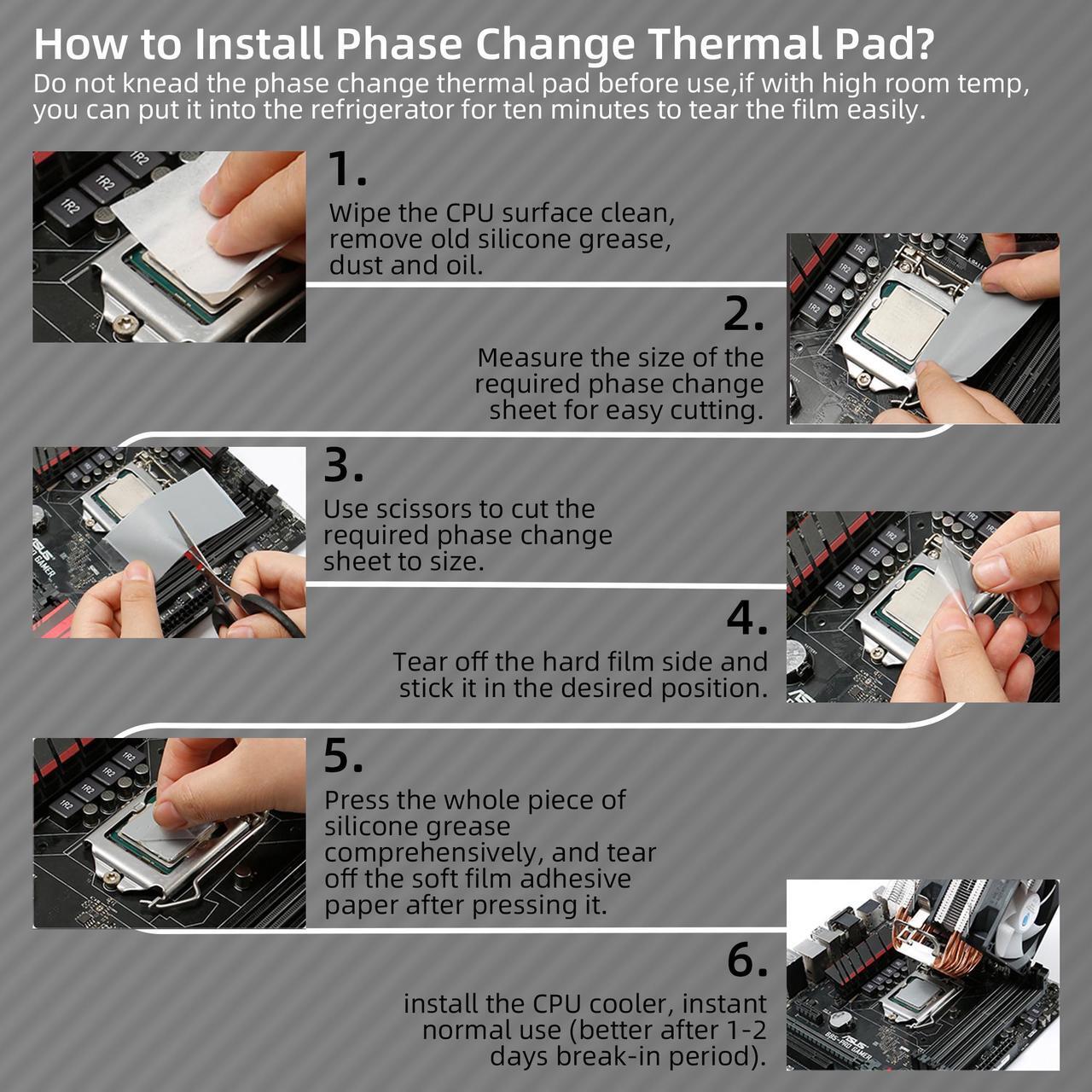 Alt view image 6 of 6 - PPTM7950 Phase Change Thermal Pads - 8.5W/m·K Ultra-Thin Heating Pad for CPU/GPU/SSD Cooling, 0.2mm Thickness (40x80mm) 2-Pack, Compatible with PS5, Steam Deck & PC Laptop Thermal Management