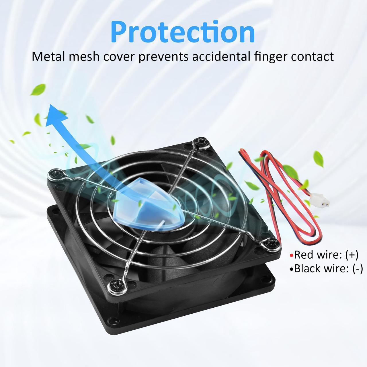 Alt view image 4 of 7 - 80mm 12V DC  Computer Fan 3.15 inch 2 Pin XH 2.54 8025 High Performance Power Supply Cooling Fan 3000RPM 2-Pack