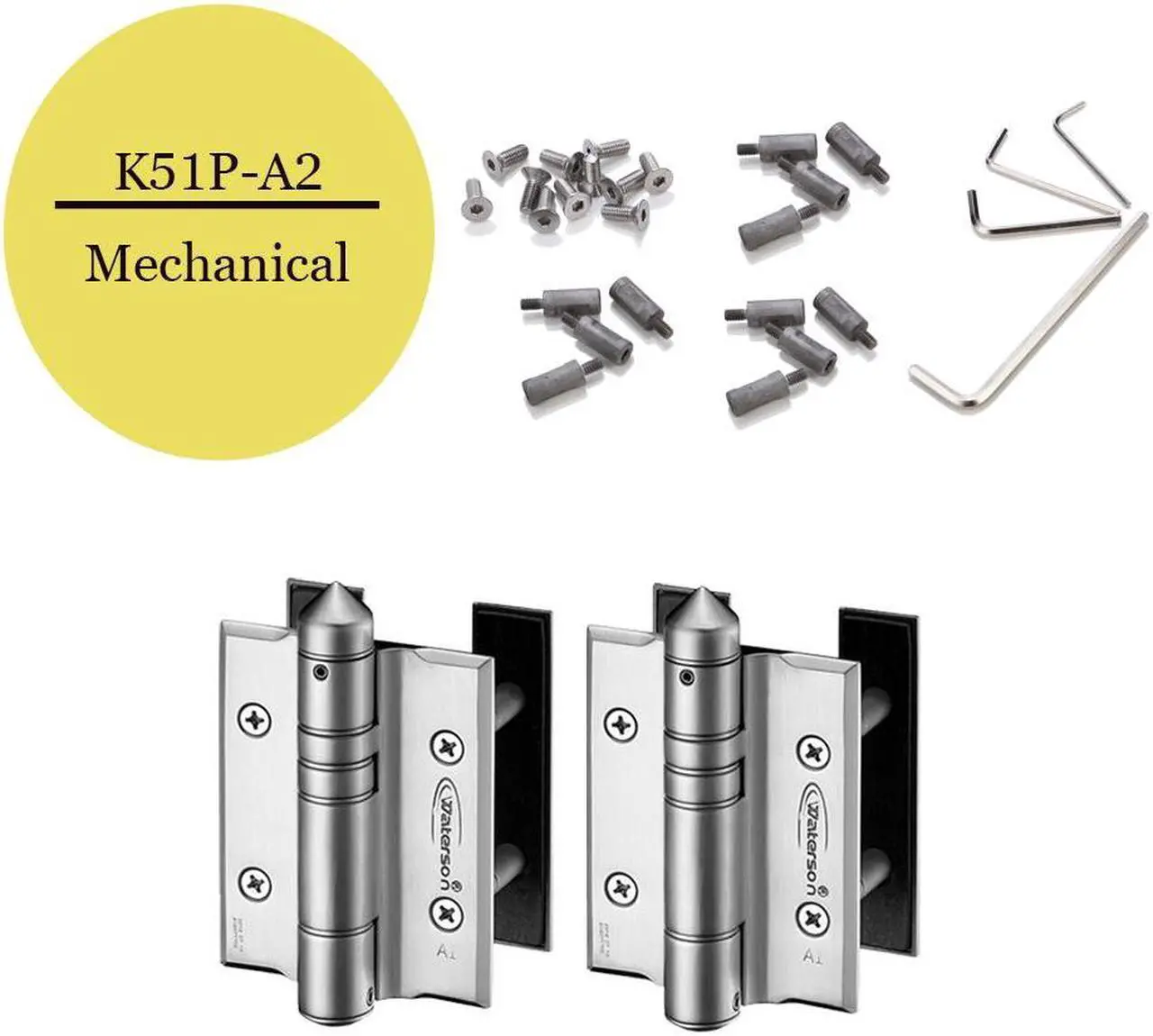 Alt view image 2 of 7 - Waterson Heavy Duty Commercial Fully Adjustable Full Surface Self-Closing Gate Hinge 2-Pack  K51P-600 (SA.SA1)  Satin Brushed