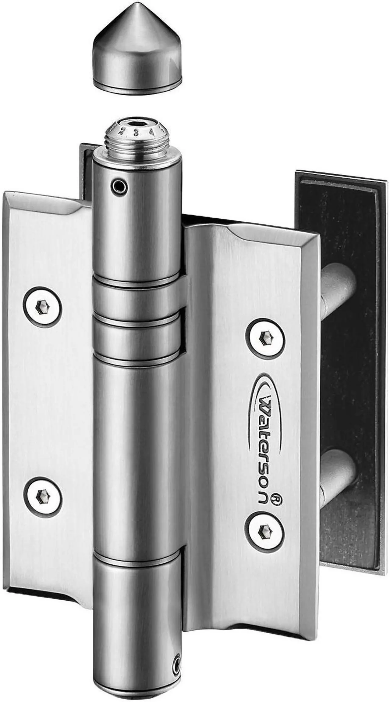 Main image of Waterson Heavy Duty Commercial Fully Adjustable Full Surface Self-Closing Gate Hinge 2-Pack  K51P-600 (SA.SA1)  Satin Brushed