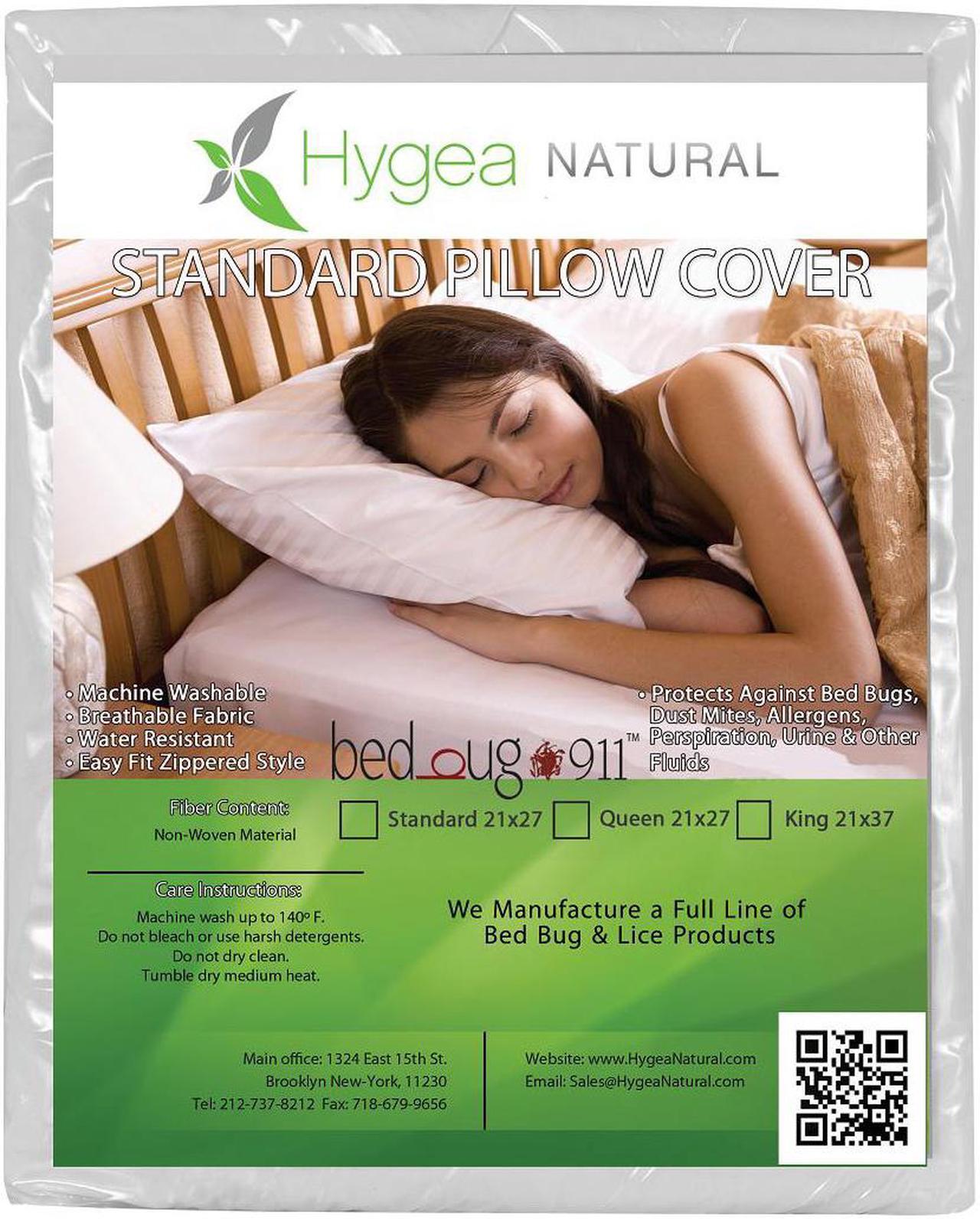 Main image of Hygea Natural - Hypo-Allergenic, Bed bug proof, Water Resistant - Standard King Size Bed Bug Pillow Cover - King 21" x 37" - 2 Pack