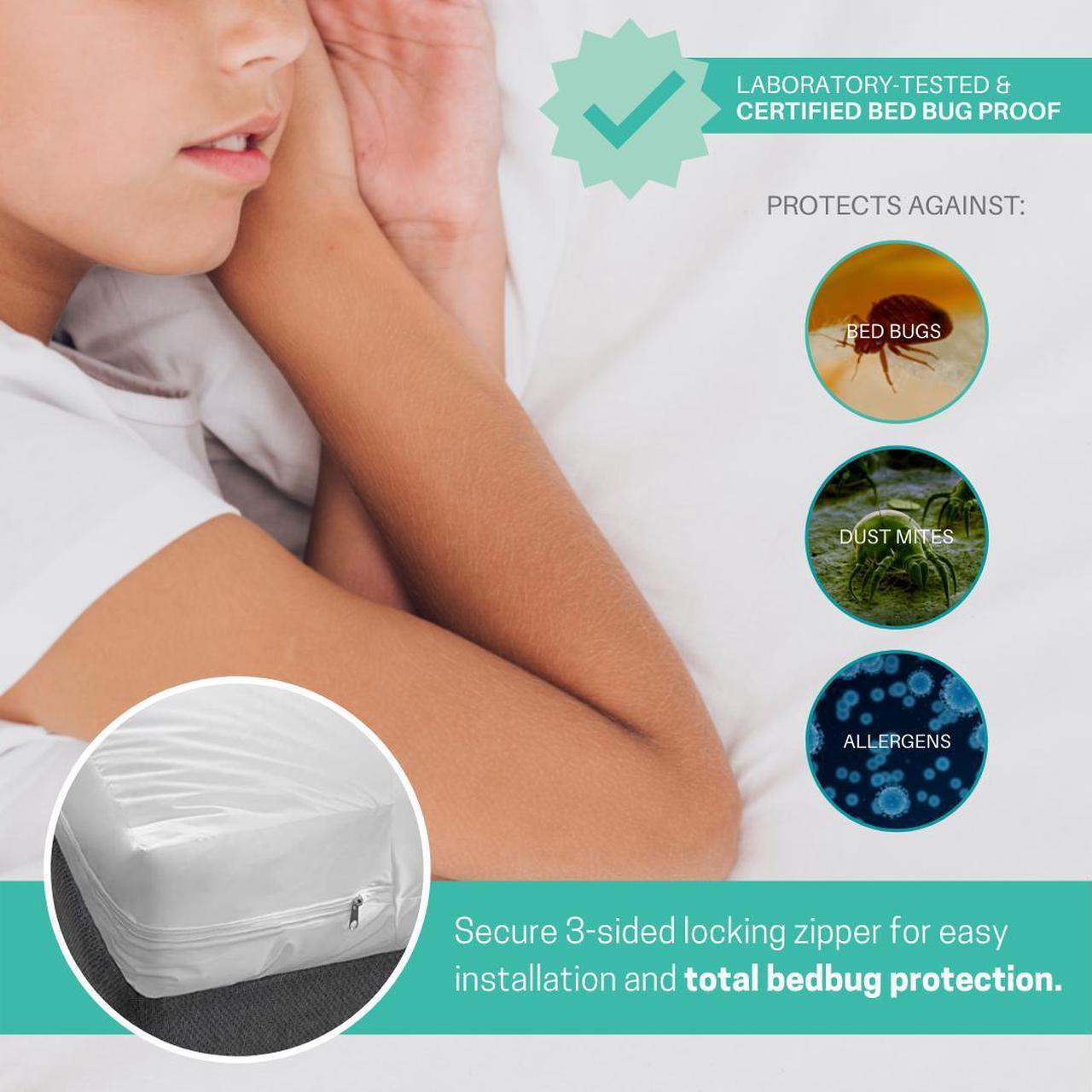 Alt view image 2 of 7 - 6 Gauge Heavy Duty Vinyl bed bug box spring protector - Zippered, Waterproof Allergen & Bedbug Proof Mattress or Box Spring Cover (King Size 78"x80"x9")