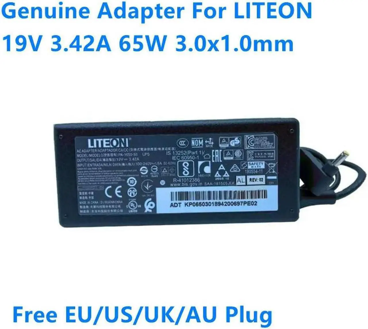 Main image of OIAGLH LITEON PA-1650-50 LPS 19V 3.42A 65W 3.0x1.0mm Chicony A18-065N3A AC Adapter For Laptop Power Supply Charger