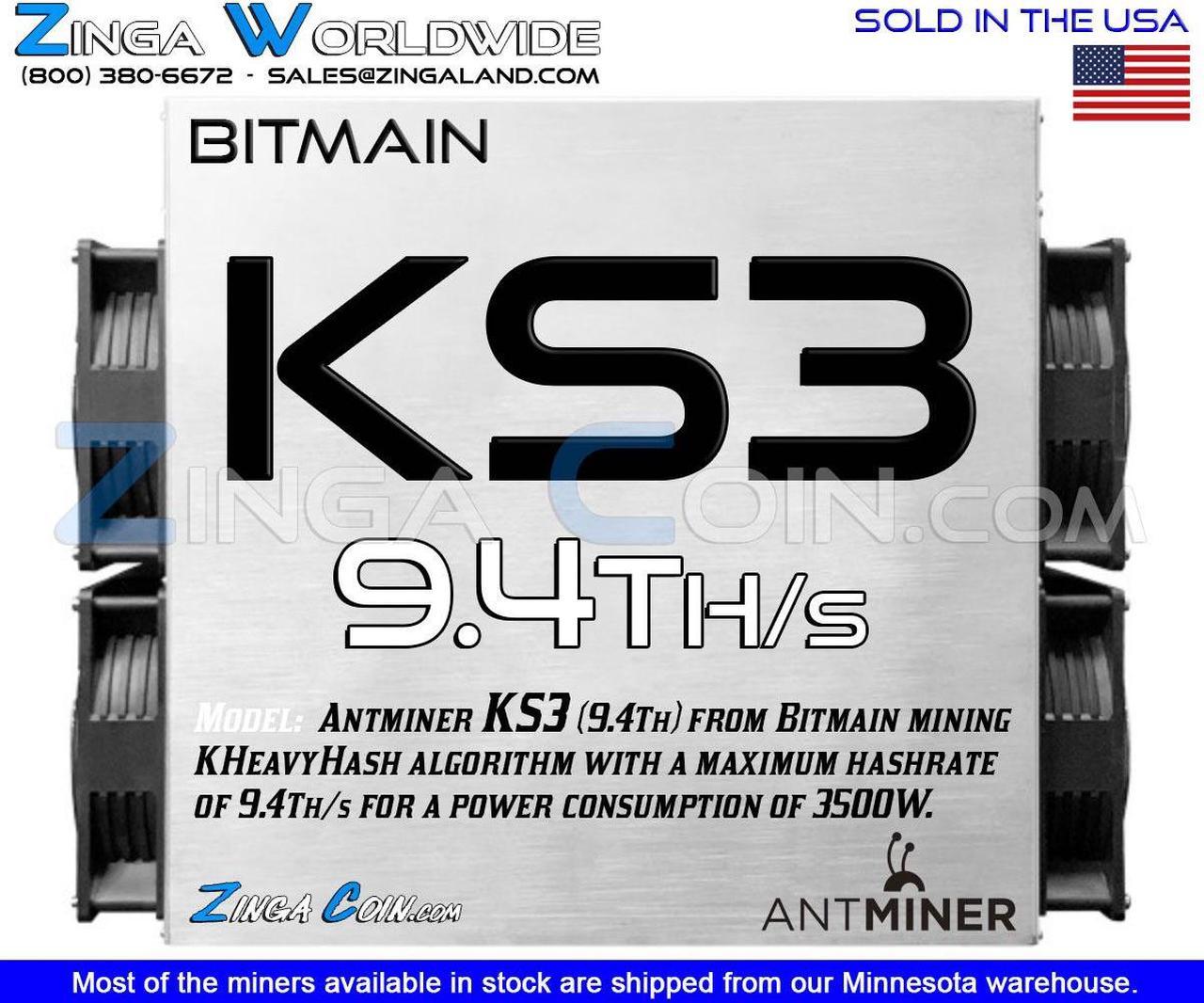 BITMAIN KS3 9.4Th/s Miner KASPA Coin KHeavyHash KAS Mining NOW SHIPPING We Finance