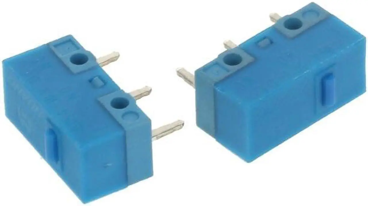 Alt view image 4 of 5 - 2Pcs HUANO-Blue Dot Blue Shell 0.74N Mouse Micro Switch Gold Alloy Contacts 50 Millions Lifetime