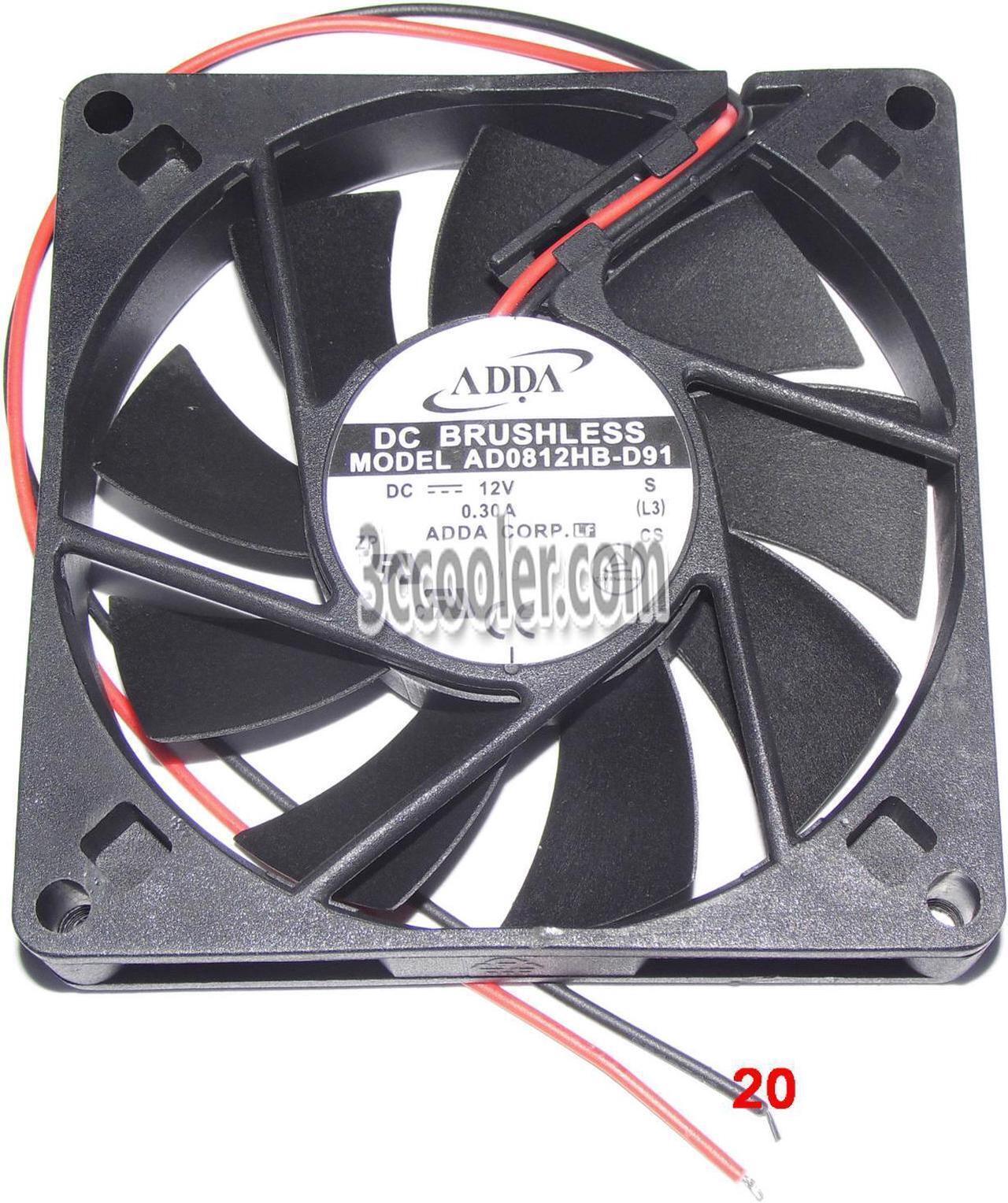 Main image of ADDA 80x15mm AD0812HB-D91 12V 0.3A 2 Wires Case Fan 8CM Cpu cooler