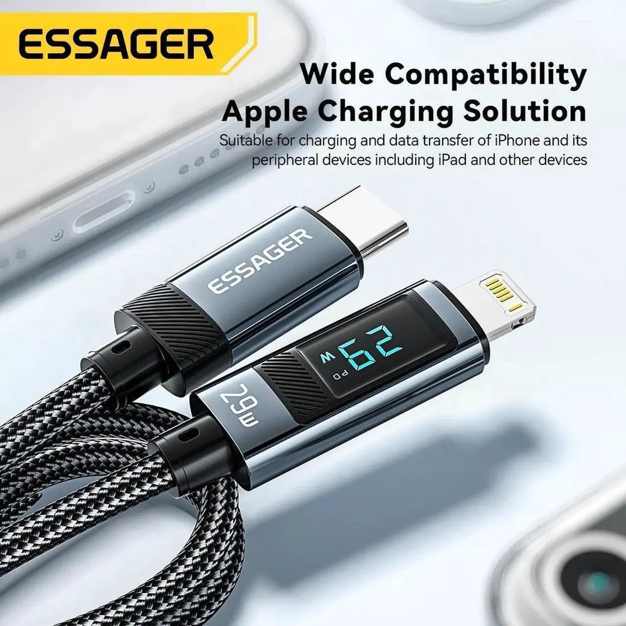 Alt view image 4 of 7 - [3.3ft, 1-pack] 14.5V/2A PD 29W USB C to Lightning Cable [Apple MFi Certified] Super Fast Charging, 480Mbps Data Nylon Braided for iPhone 14 13 12 11 Pro Max Mini XR XS 8 SE iPad