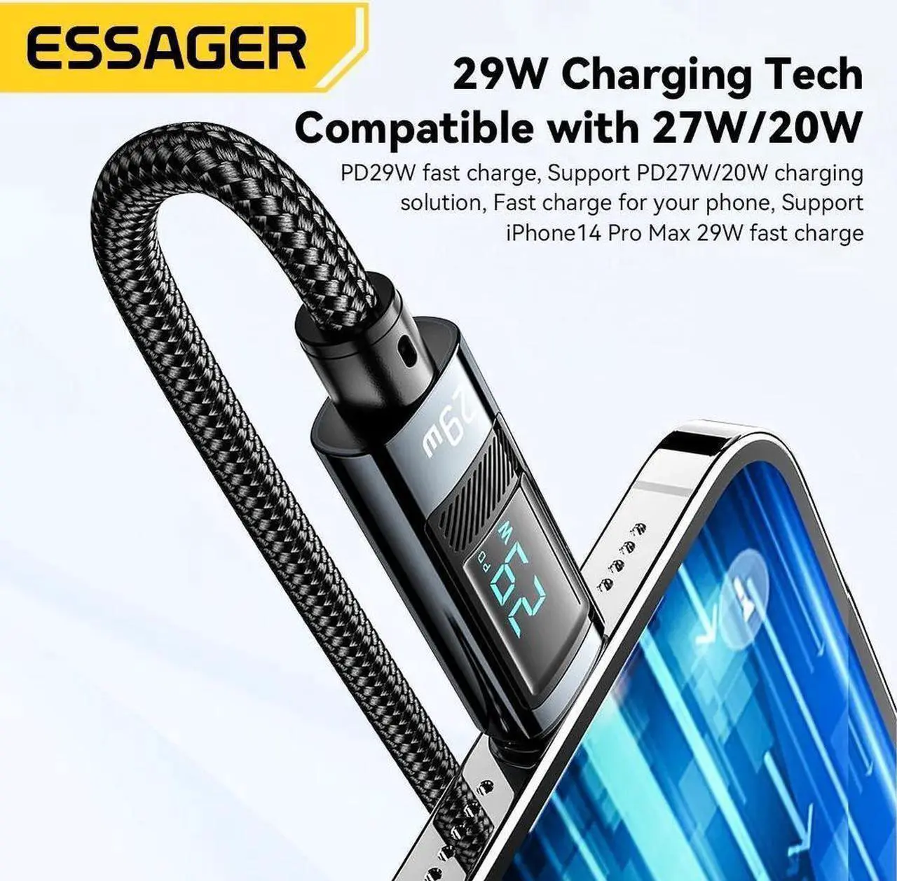 Alt view image 3 of 7 - [3.3ft, 1-pack] 14.5V/2A PD 29W USB C to Lightning Cable [Apple MFi Certified] Super Fast Charging, 480Mbps Data Nylon Braided for iPhone 14 13 12 11 Pro Max Mini XR XS 8 SE iPad
