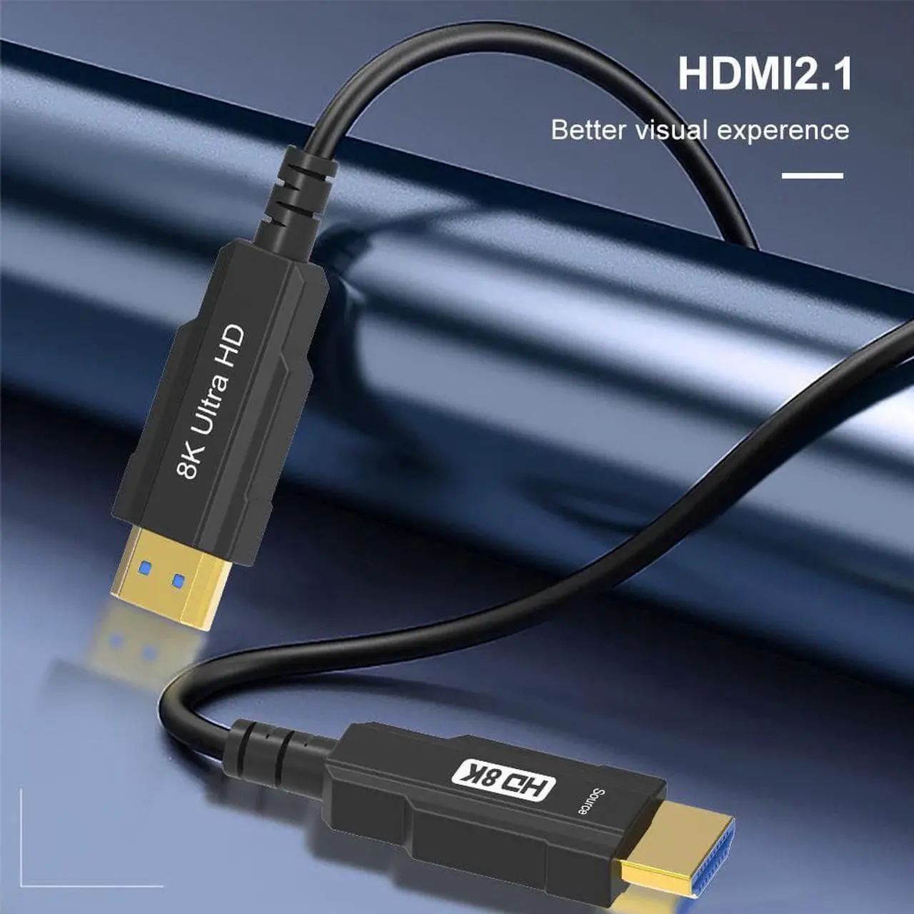 Alt view image 6 of 7 - 8K HDMI Fiber Optic Cable (100FT/30M),  8K@60Hz Fiber HDMI 2.1 CL3 in-Wall Supports 8K@60Hz 4K@120Hz, 48Gbps Dynamic HDR 10, eARC, HDCP2.2, 4:4:4