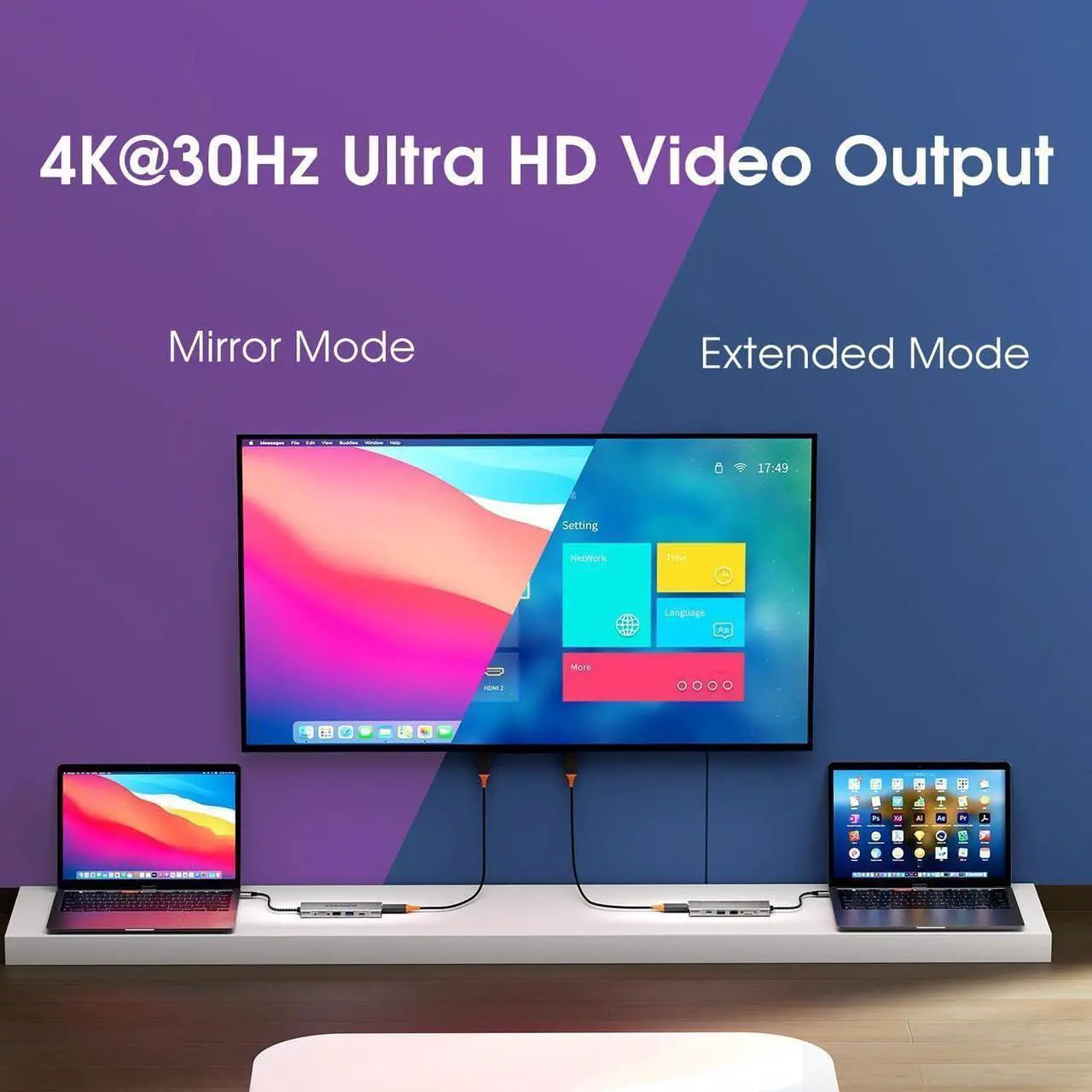 Alt view image 2 of 7 - USB C Docking Station, 8 in 1 USB C Hub with 10Gbps M.2 PCIe/SATA SSD Enclosure, 4K HDMI, 100W PD, 10Gbps USB C/USB-A Gen 3.2/3.1, SD/TF, USB-A Port for Windows, Mac OS USB-C Laptop