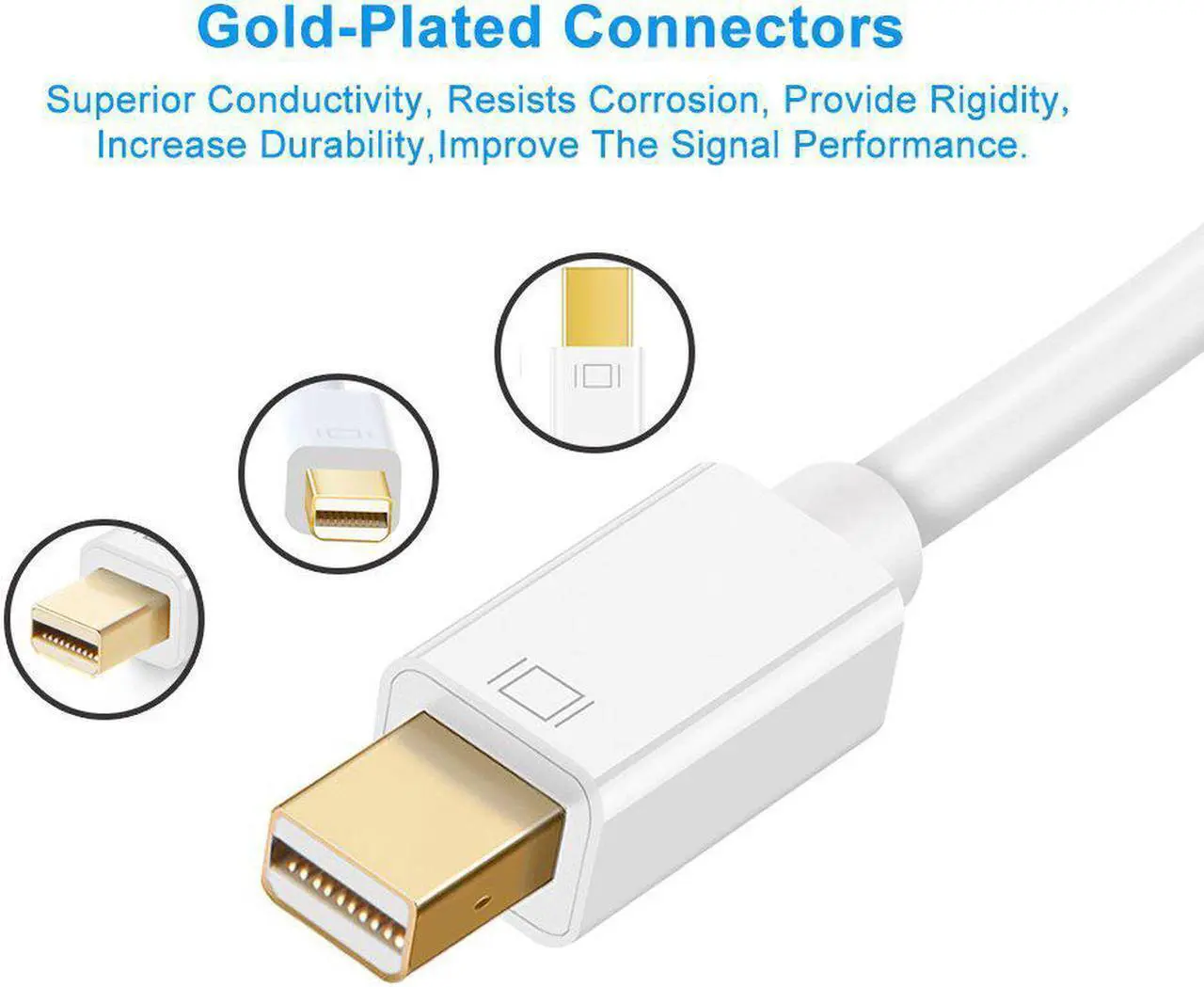 Alt view image 3 of 7 - 4K Mini DisplayPort to HDMI Adapter Mini DP(Thunderbolt Port Compatible) to HDMI AV HDTV Male to Female Adaptor for Mac Book Imac, - White