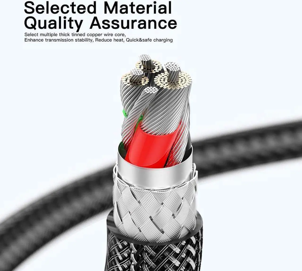 Alt view image 3 of 7 - 7A 100W USB A to USB C Cable Fast Charge,  Nylon Braided Type-C Cable Transparent for lPad Air/lPad Pro, MacBook Pro, Samsung Galaxy S21/S10/S9/Plus (1-Pack, 3.3ft)