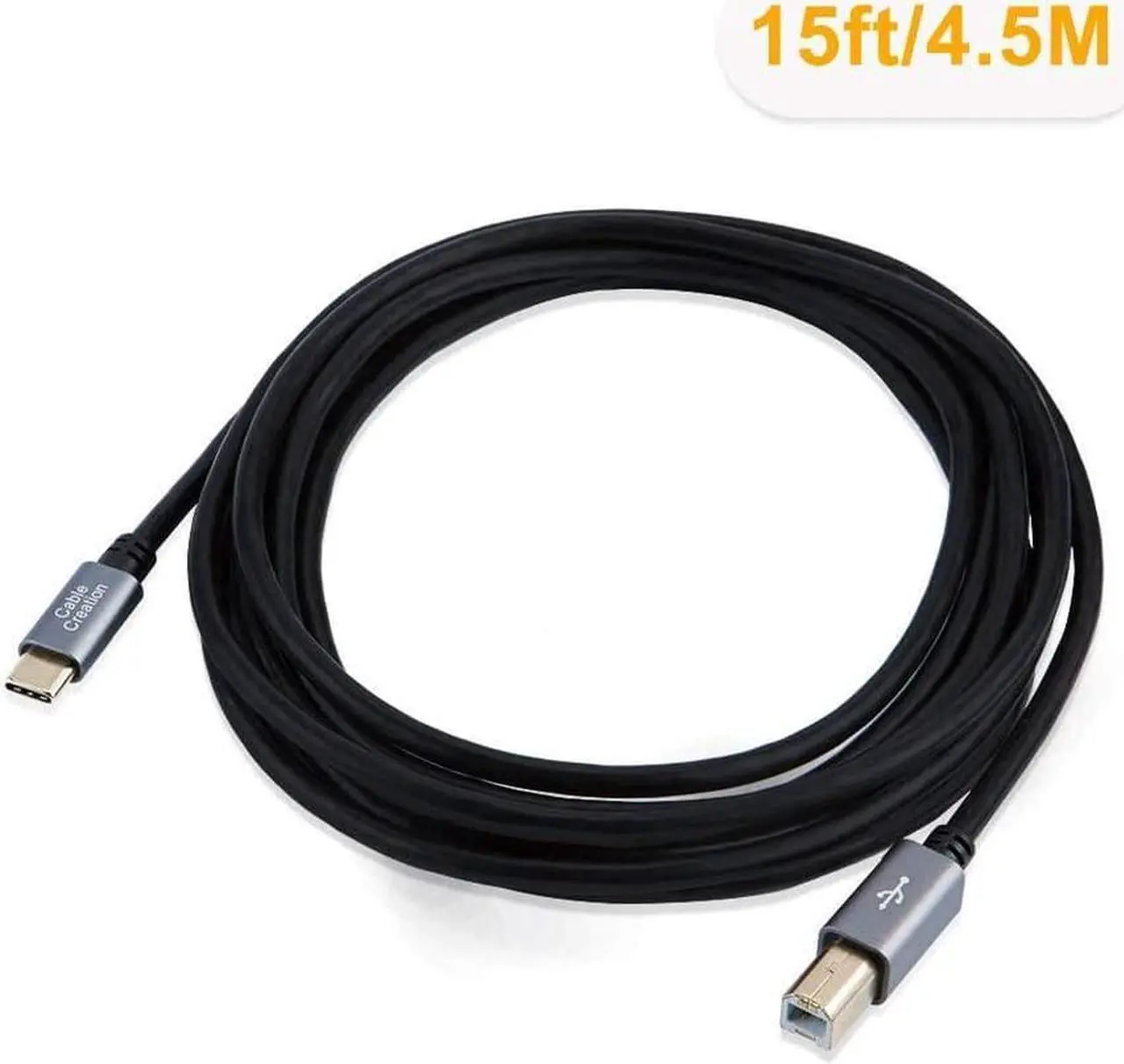 Alt view image 3 of 7 - Printer Cable USB C to B 15FT  USB B to C Printer Cable Scanner Cable for HP Canon Brother Samsung MIDI Cable for Yamaha Casio Digital Piano MIDI Controller Electric Keyboard 4.5M Black