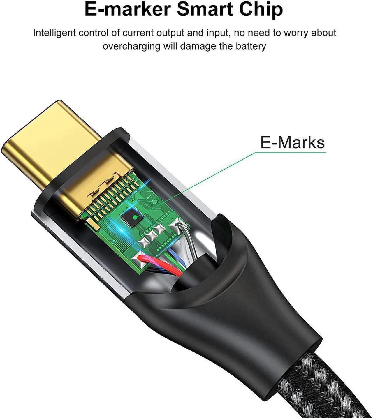 Alt view image 2 of 7 - USB C Cable 10 FT 100W 20V/5A Durable USB C to C Cable 10FT Braided Fast Charging Cable 480Mbps Data Cable for MacBook Pro iPad Air XPS S21 S20 and Other USB C Devices 3m Gray