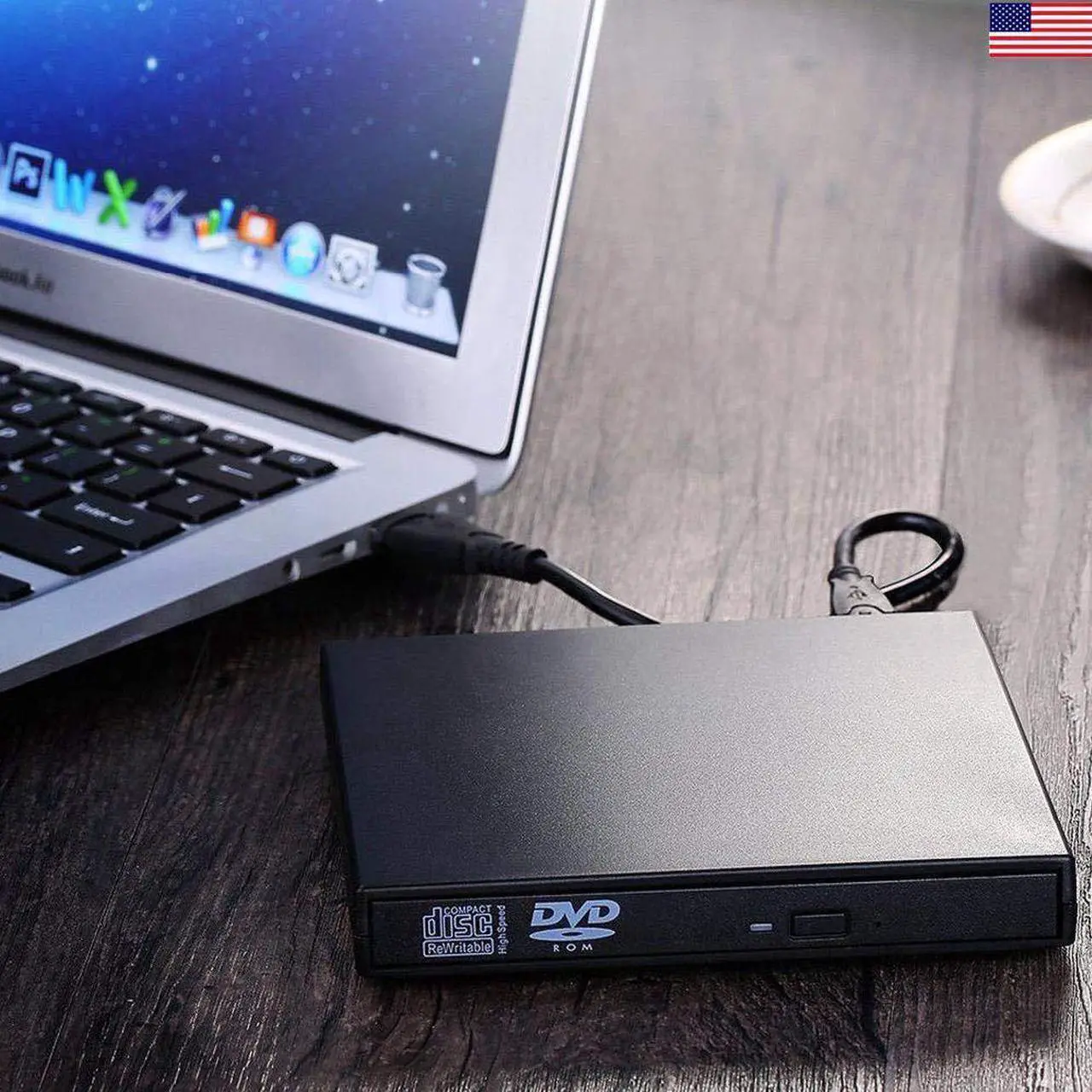 Alt view image 7 of 7 - External CD DVD Drive, USB 2.0 Portable CD/DVD /-RW Drive/DVD Optical Drive CD Player for Laptop Slim CD ROM Rewriter Burner Compatible with Mac Laptop Desktop PC Windows Linux OS(Black)