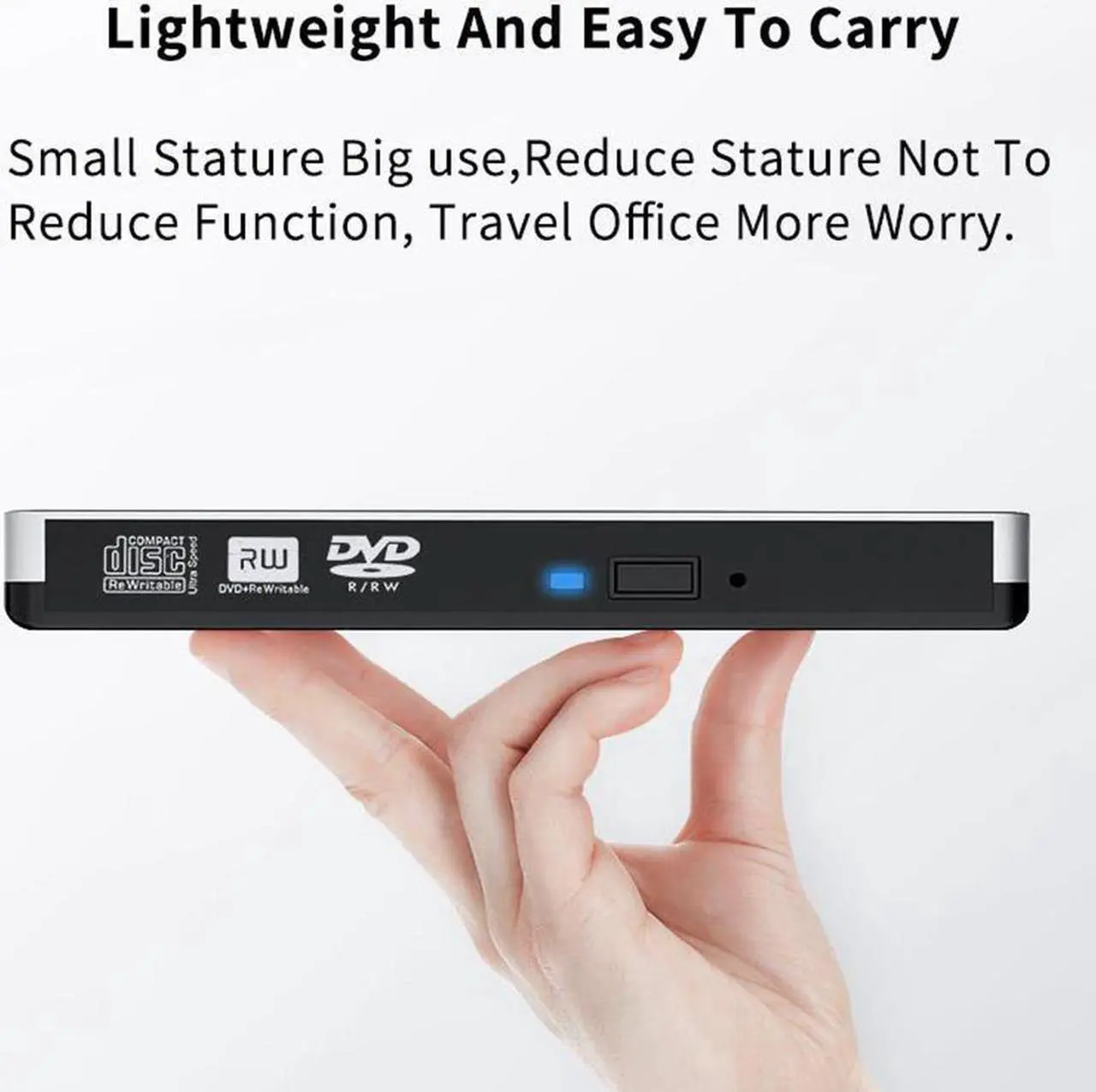 Alt view image 3 of 7 - USB 3.0&Type-C Super External Drive,USB Portable External DVD/CD Drive Burner/Reader/Rewriter for The Latest MacBook/MacBook Pro/ASUS/DELL Latitude with USB-C Port (Silver)