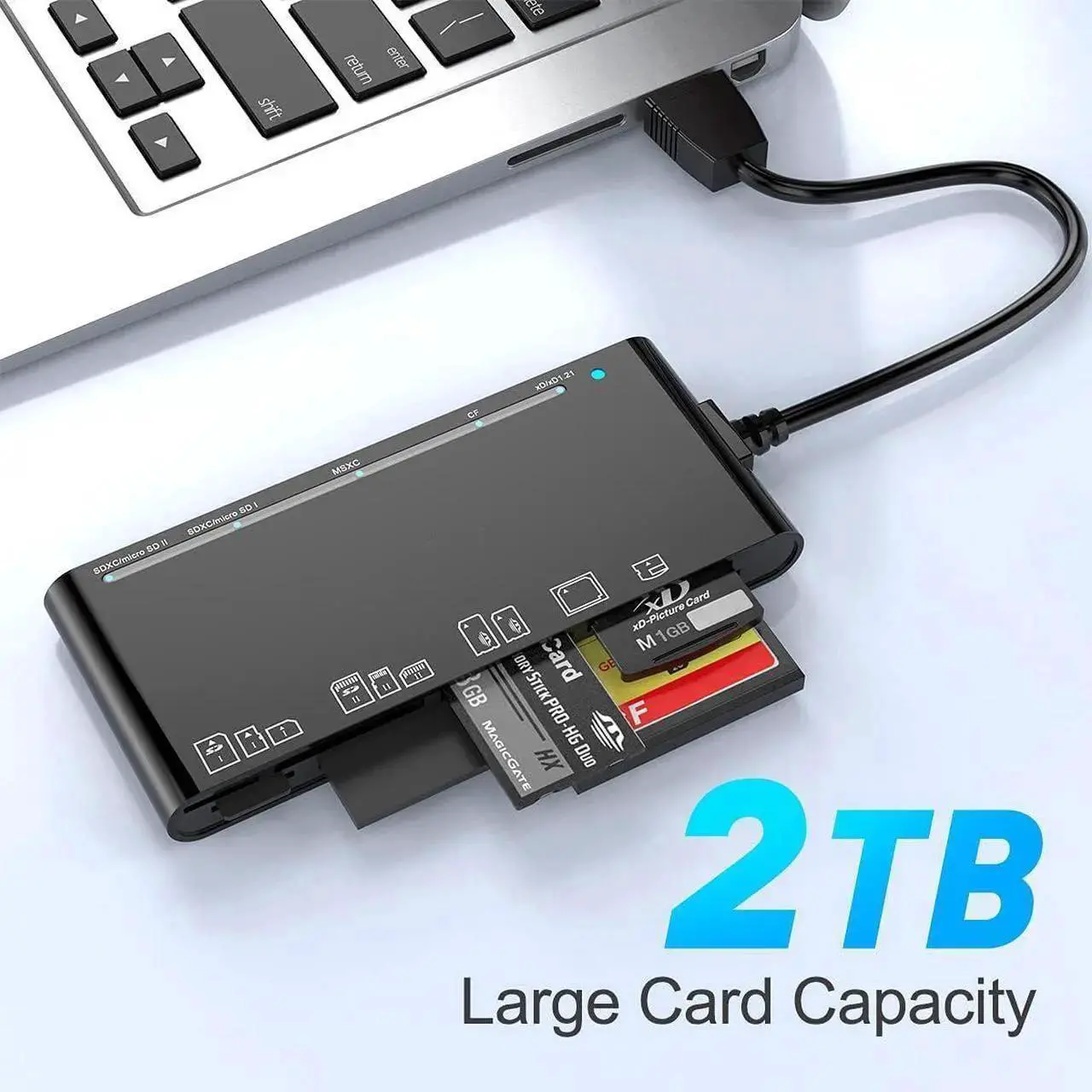 Alt view image 4 of 6 - SD Card Reader, 7-in-1 USB Memory Card Reader for Digital Camera SD Card Viewer for SDXC, SDHC, SD, MMC, RS-MMC, Micro SDXC, Micro SD, Micro SDHC Card, and UHS-I Cards