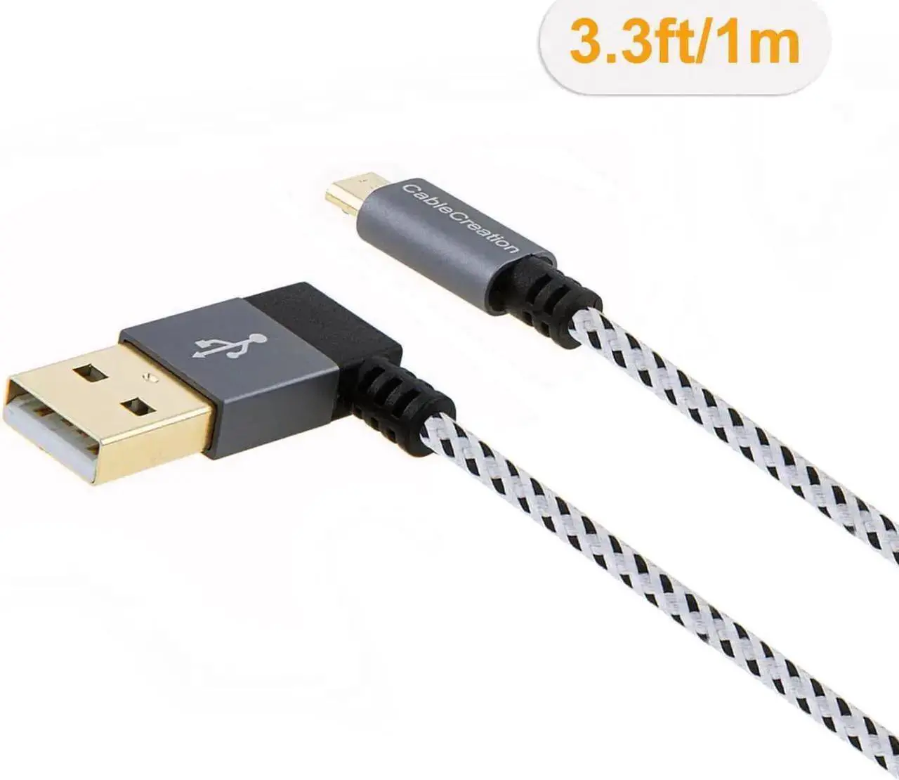 Alt view image 4 of 5 - 2 Pack L Shape Micro USB Cable, 90 Degree Micro USB Data Charging Cable 3 FT, Compatible with Samsung Galaxy S7 Edge, Moto G5, PS4, Space Gray