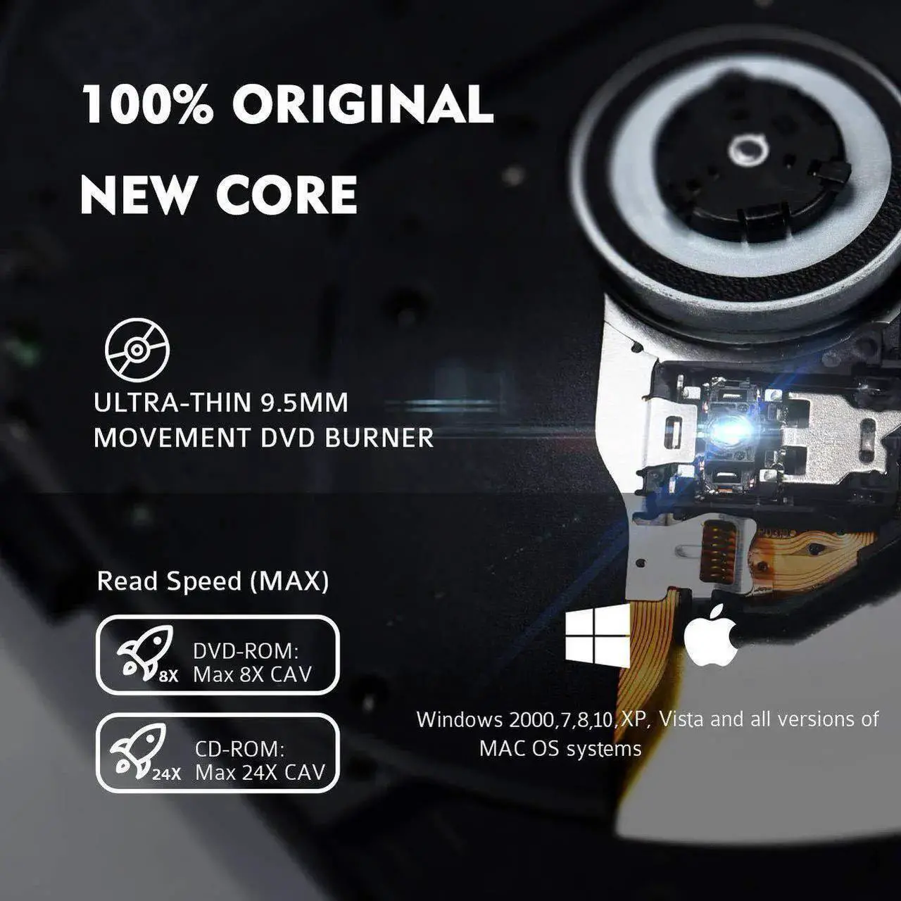 Alt view image 2 of 7 - [Updated Version] Diamond External CD DVD Drive USB 3.0 Portable CD DVD +/-RW Drive Slim DVD/CD Rom Rewriter Burner Writer, High Speed Data Transfer for Laptop/Macbook/Desktop /MacOS/Windows10/8/7/XP