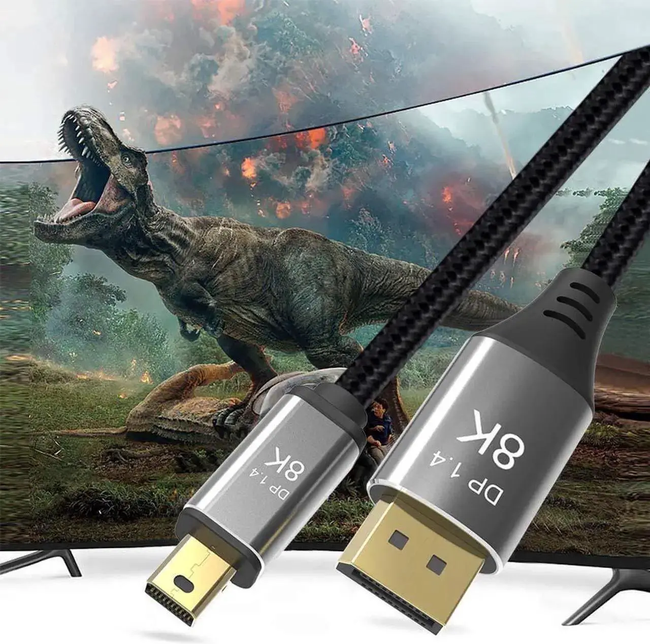 Alt view image 3 of 7 - 3M 10FT Mini DP to DisplayPort 8K Cable 8K(7680x4320)@60Hz 4K@144Hz DisplayPort 1.4 Bi-Directional Transmission DisplayPort to Mini DisplayPort 8K Cable