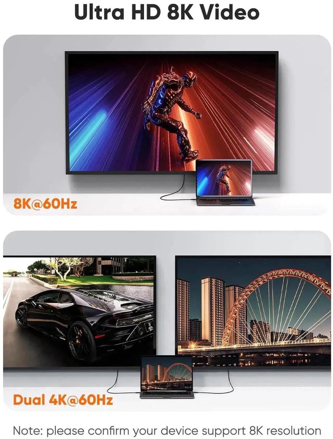 Alt view image 5 of 7 - USB C to DisplayPort 1.2 Cable 6FT [4K@60Hz, 2K@165Hz, 2K@144Hz] USB Type C to DP Cord Thunderbolt 3/4 Compatible for iPhone 16 15 Pro Max MacBook Pro/Air iMac iPad XPS Galaxy, Aluminum