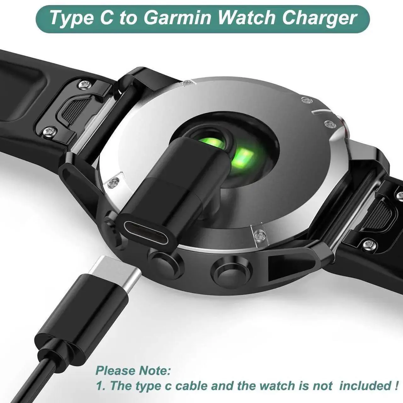Alt view image 2 of 6 - USB C Charger Adapter for Garmin Watch Fenix 8 7X 7S 7 Pro, Forerunner 965 955 945 935 745 265 255 245 165 55 45, Approach S10 S12 S40 S42 S60 S62 S70, Vivoacitve 3 4 5, Instinct, Venu 2 2S 3