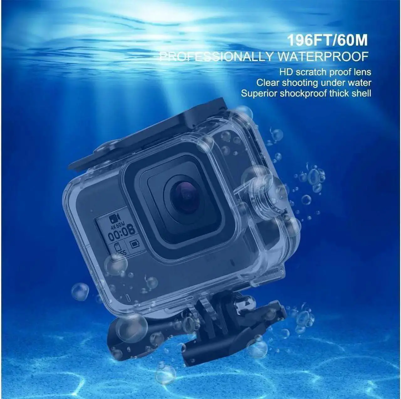 Alt view image 5 of 7 - Waterproof Housing Case for Go Pro Hero 8 Black, Protective 60m Underwater Dive Case Shell with 3 Pack Filters and 12 PCS Anti-Fog Insert Kits