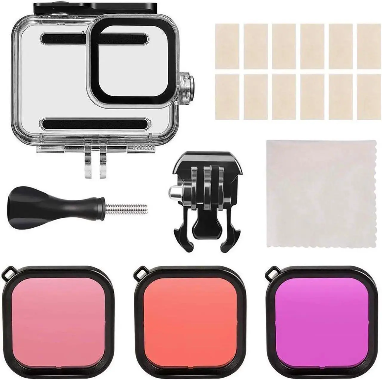 Alt view image 4 of 7 - Waterproof Housing Case for Go Pro Hero 8 Black, Protective 60m Underwater Dive Case Shell with 3 Pack Filters and 12 PCS Anti-Fog Insert Kits