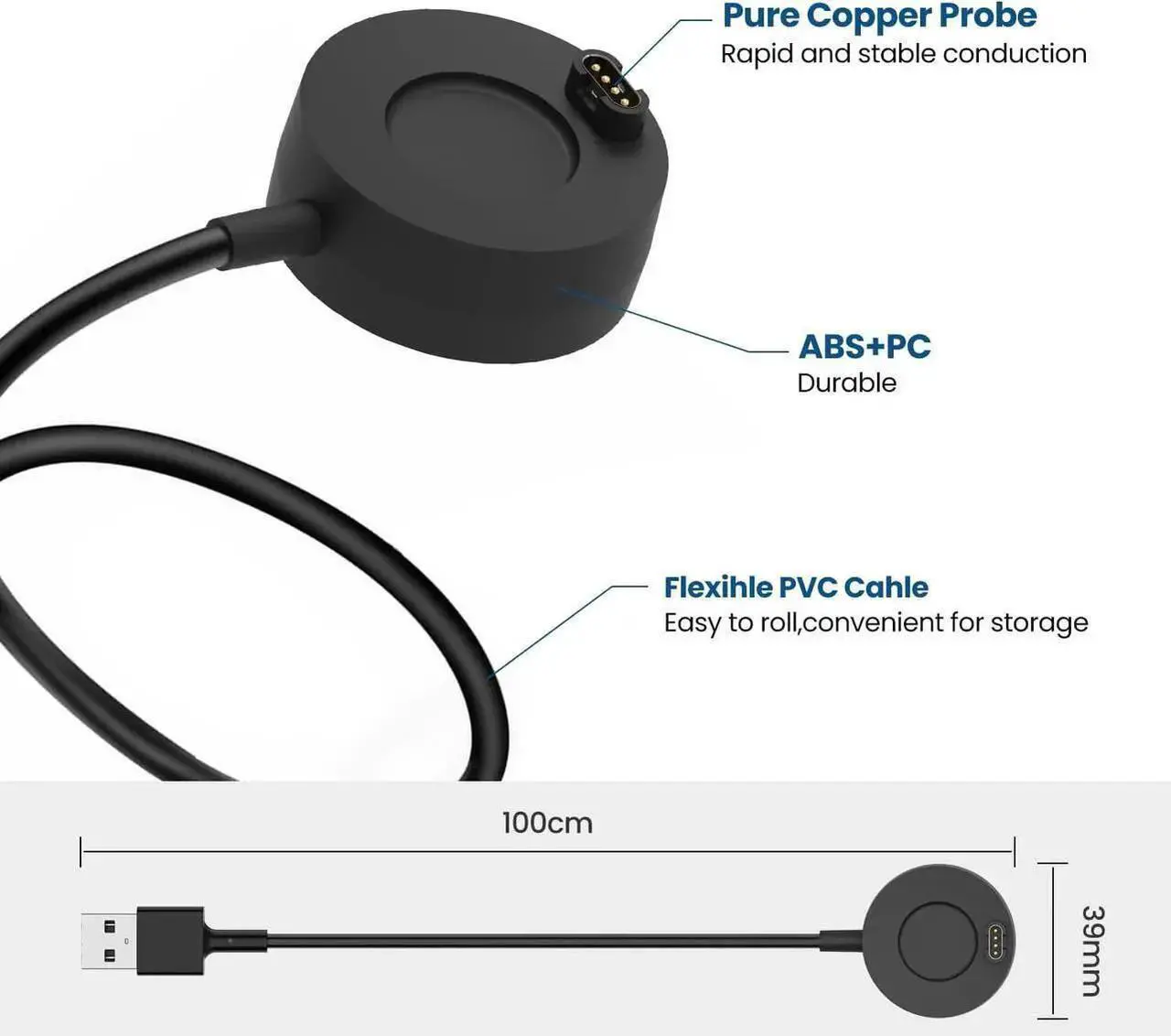 Alt view image 2 of 6 - 2-Pack Charger Compatible with Garmin Approach S62 S42 S40 S12 S10 S50 S60 S70, Fenix 8 7 6 5, Vivoacive 5 4 3, Venu 3 2 Charger Dock, Replacement Portable Charging Dock Station + USB Cable