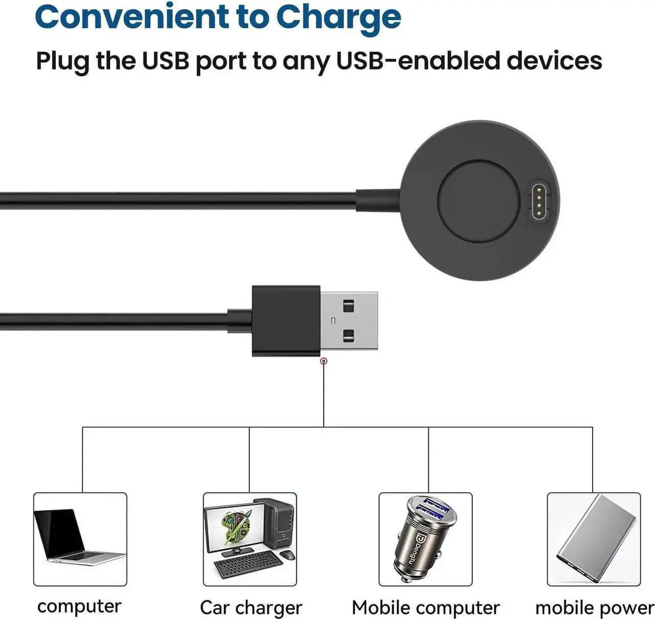 Alt view image 3 of 6 - 2-Pack Charger Compatible with Garmin Approach S62 S42 S40 S12 S10 S50 S60 S70, Fenix 8 7 6 5, Vivoacive 5 4 3, Venu 3 2 Charger Dock, Replacement Portable Charging Dock Station + USB Cable